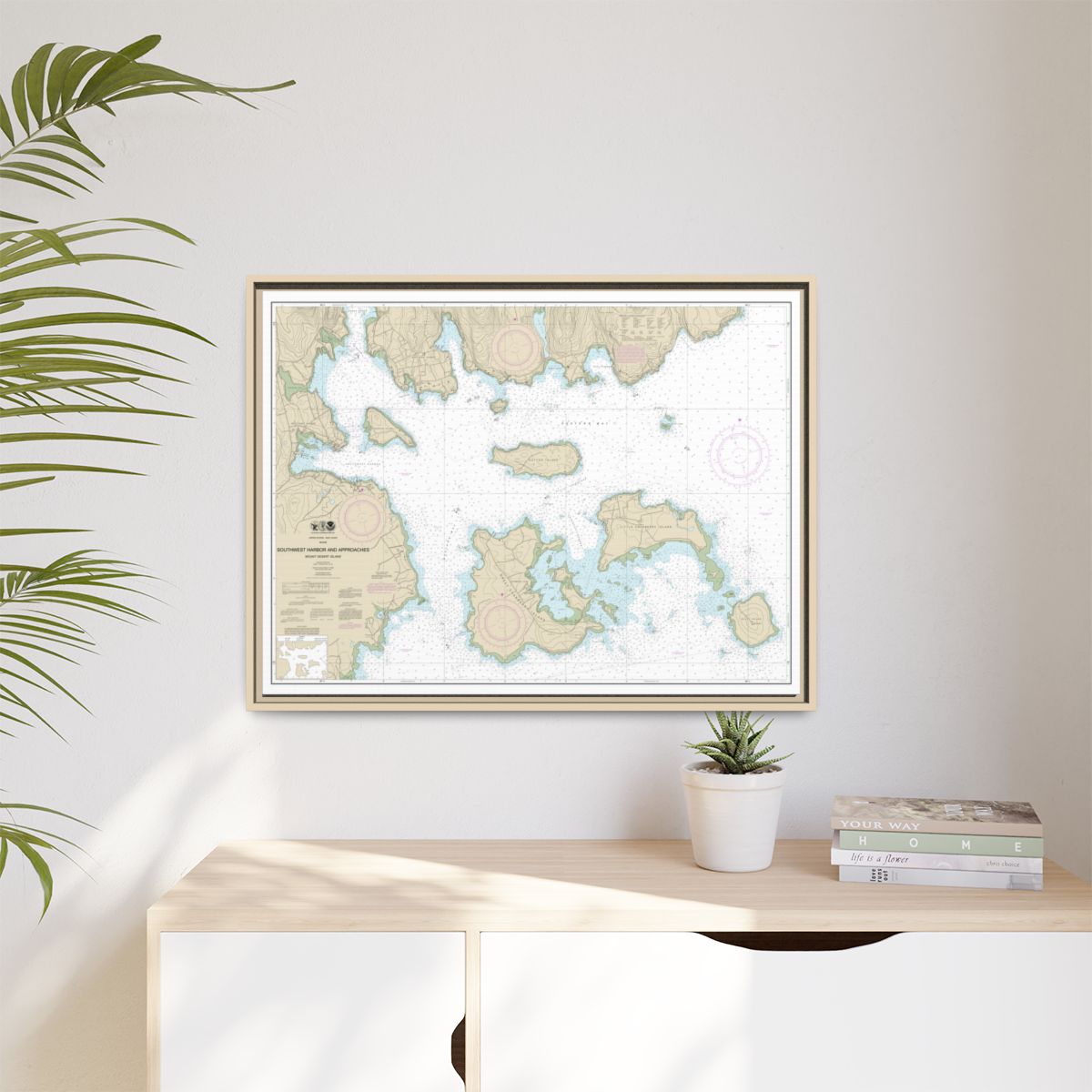 Chart 13321 Southwest Harbor and Approaches - NOAA Nautical Chart Floating Frame Canvas | 32" x 24" | 40" x 30" - Natural context-1