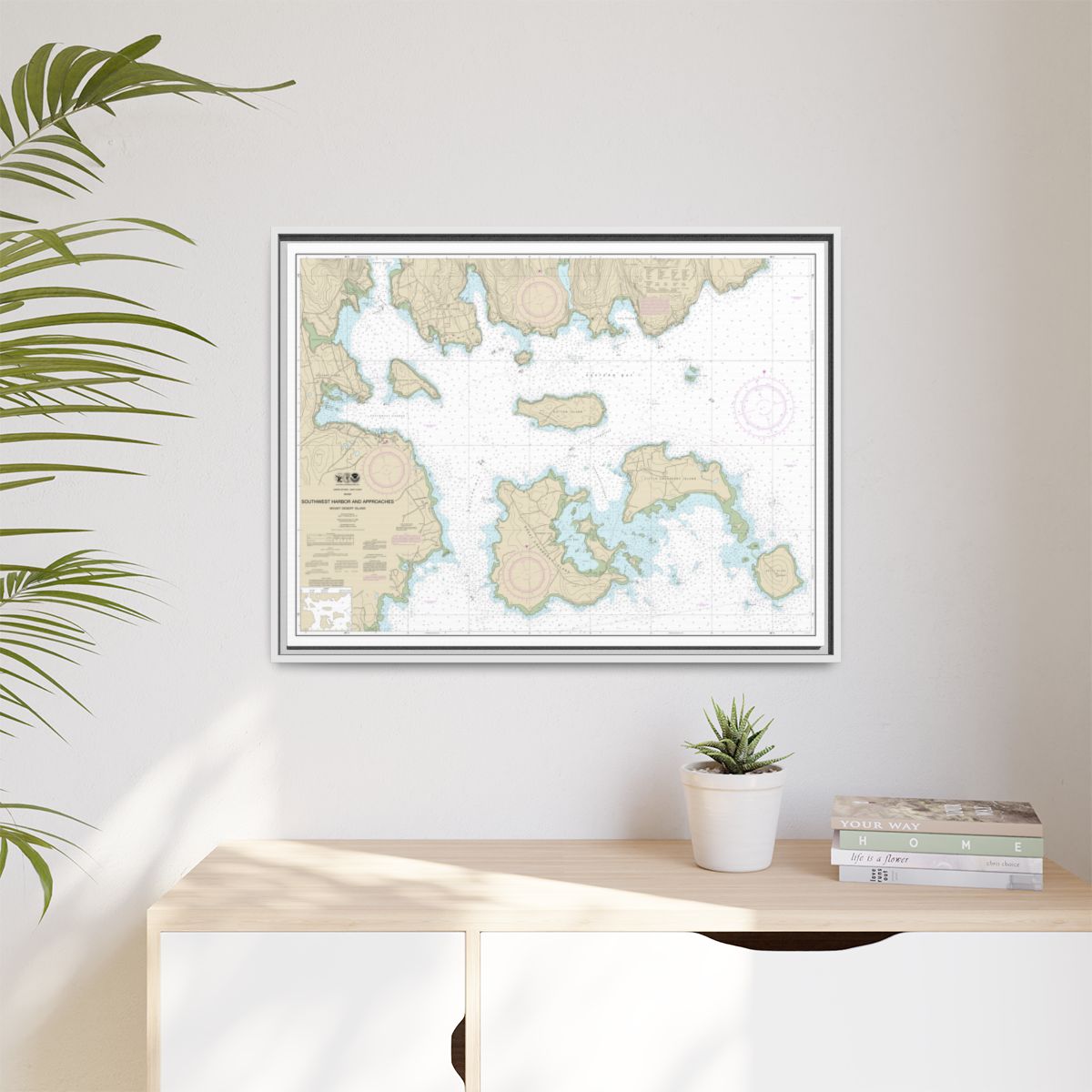 Chart 13321 Southwest Harbor and Approaches - NOAA Nautical Chart Floating Frame Canvas | 32" x 24" | 40" x 30" - White context-1
