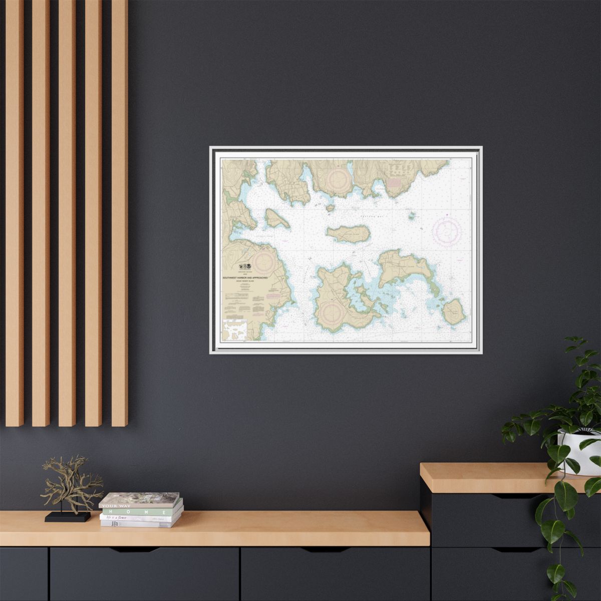 Chart 13321 Southwest Harbor and Approaches - NOAA Nautical Chart Floating Frame Canvas | 32" x 24" | 40" x 30" - White context-2
