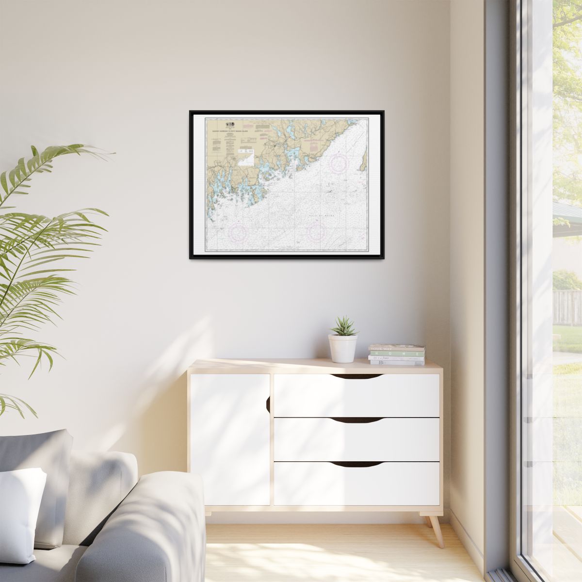 Chart 13325 Quoddy Narrows to Petit Manan lsland - NOAA Nautical Chart Floating Frame Canvas | 32" x 24" | 40" x 30" - Black context-1