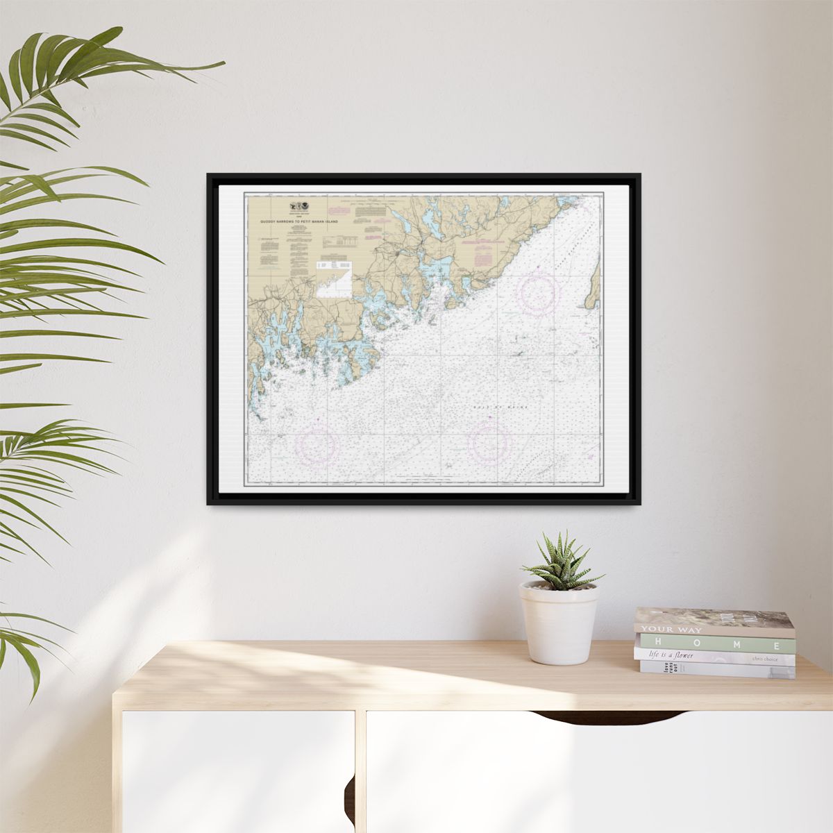 Chart 13325 Quoddy Narrows to Petit Manan lsland - NOAA Nautical Chart Floating Frame Canvas | 32" x 24" | 40" x 30" - Black context-1