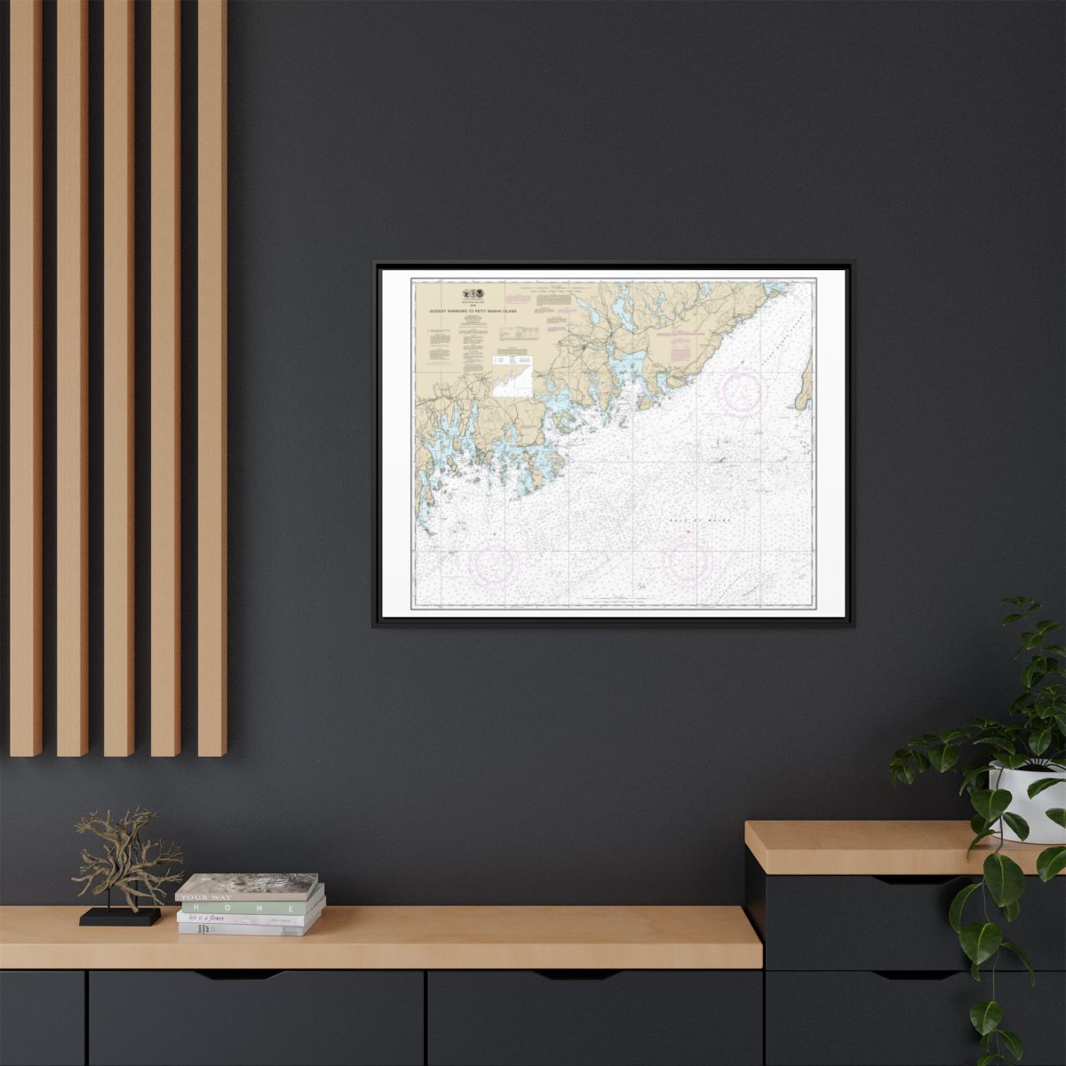 Chart 13325 Quoddy Narrows to Petit Manan lsland - NOAA Nautical Chart Floating Frame Canvas | 32" x 24" | 40" x 30" - Black context-2