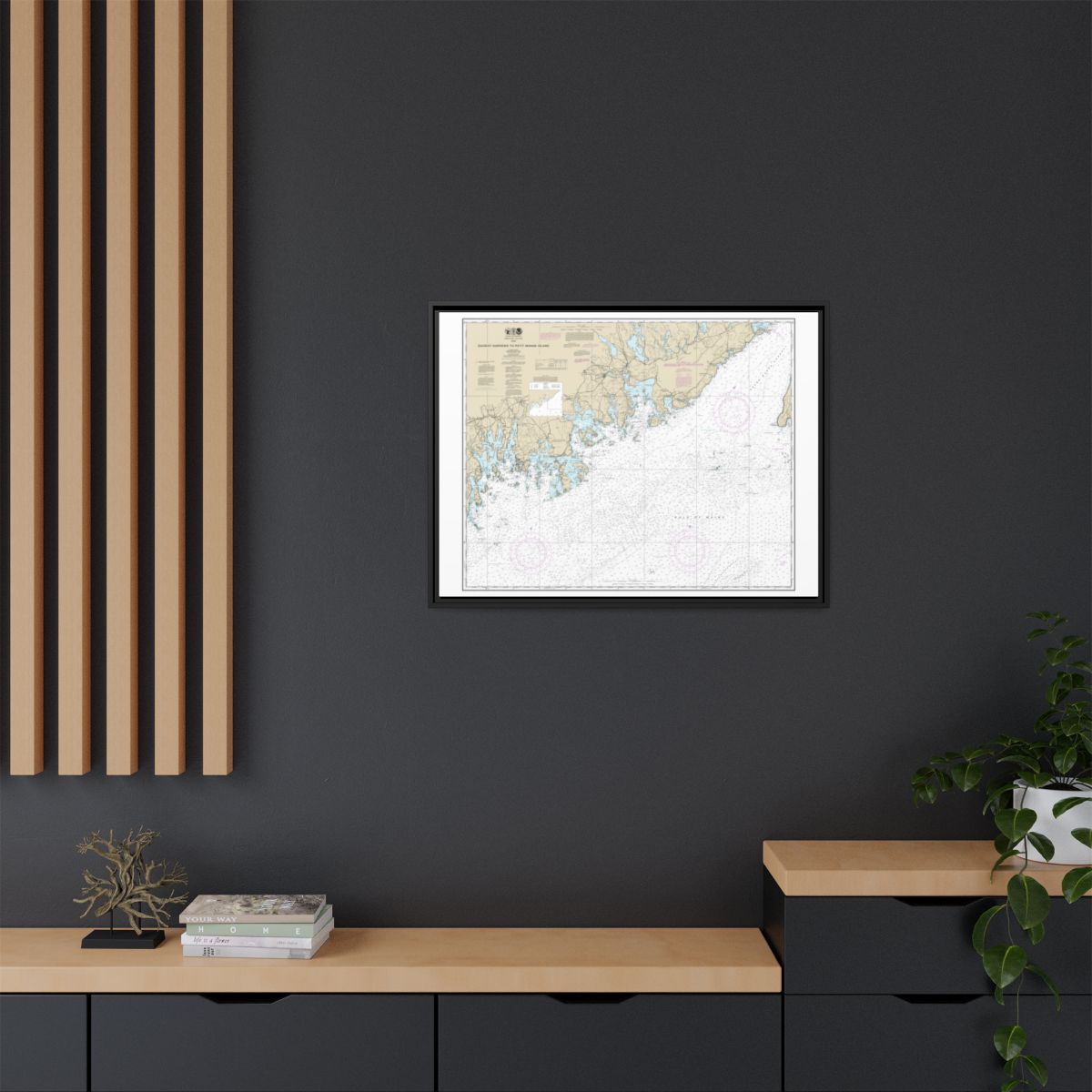 Chart 13325 Quoddy Narrows to Petit Manan lsland - NOAA Nautical Chart Floating Frame Canvas | 32" x 24" | 40" x 30" - Black context-2