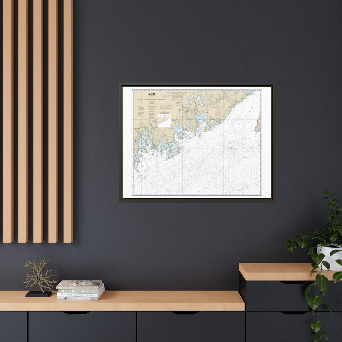 Chart 13325 Quoddy Narrows to Petit Manan lsland - NOAA Nautical Chart Floating Frame Canvas | 32" x 24" | 40" x 30" - Espresso context-2