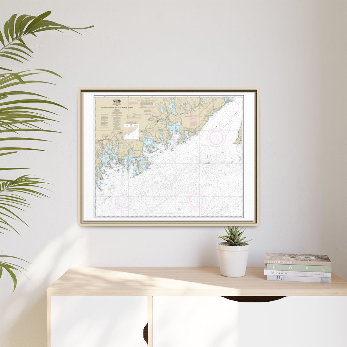 Chart 13325 Quoddy Narrows to Petit Manan lsland - NOAA Nautical Chart Floating Frame Canvas | 32" x 24" | 40" x 30" - Natural context-1