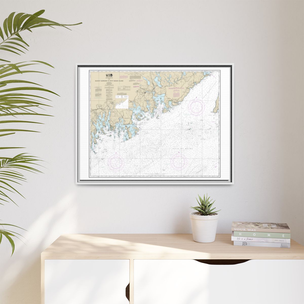 Chart 13325 Quoddy Narrows to Petit Manan lsland - NOAA Nautical Chart Floating Frame Canvas | 32" x 24" | 40" x 30" - White context-1