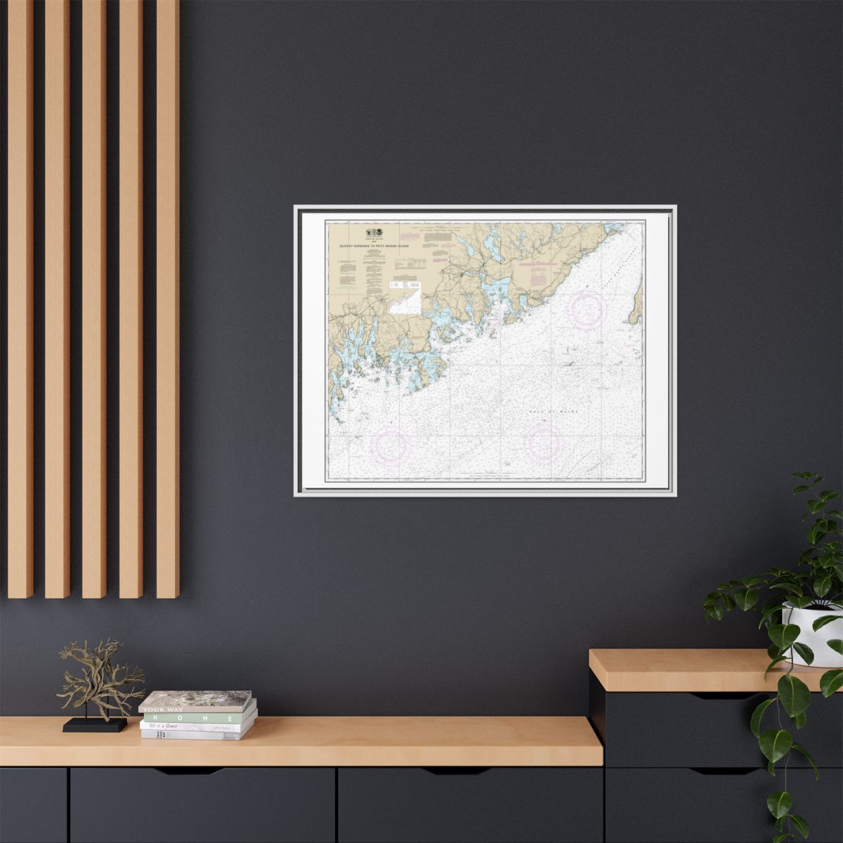 Chart 13325 Quoddy Narrows to Petit Manan lsland - NOAA Nautical Chart Floating Frame Canvas | 32" x 24" | 40" x 30" - White context-2