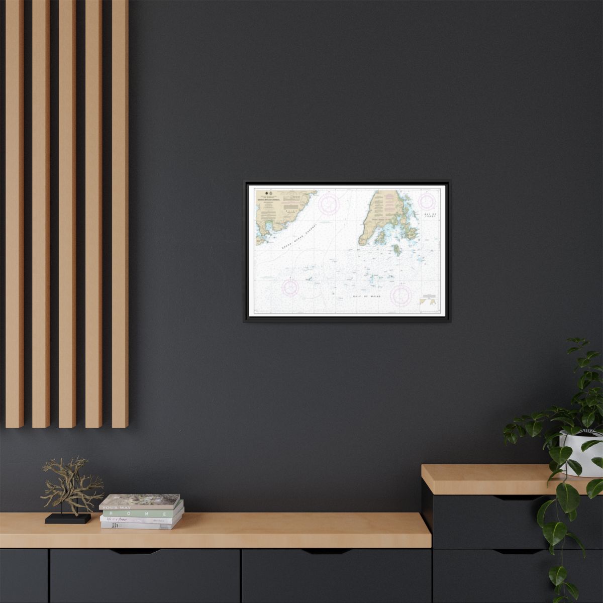 Chart 13392 Grand Manan Channel Southern Part - NOAA Nautical Chart Floating Frame Canvas | 30" x 20" | 36" x 24" | 48" x 32" - Black context-2