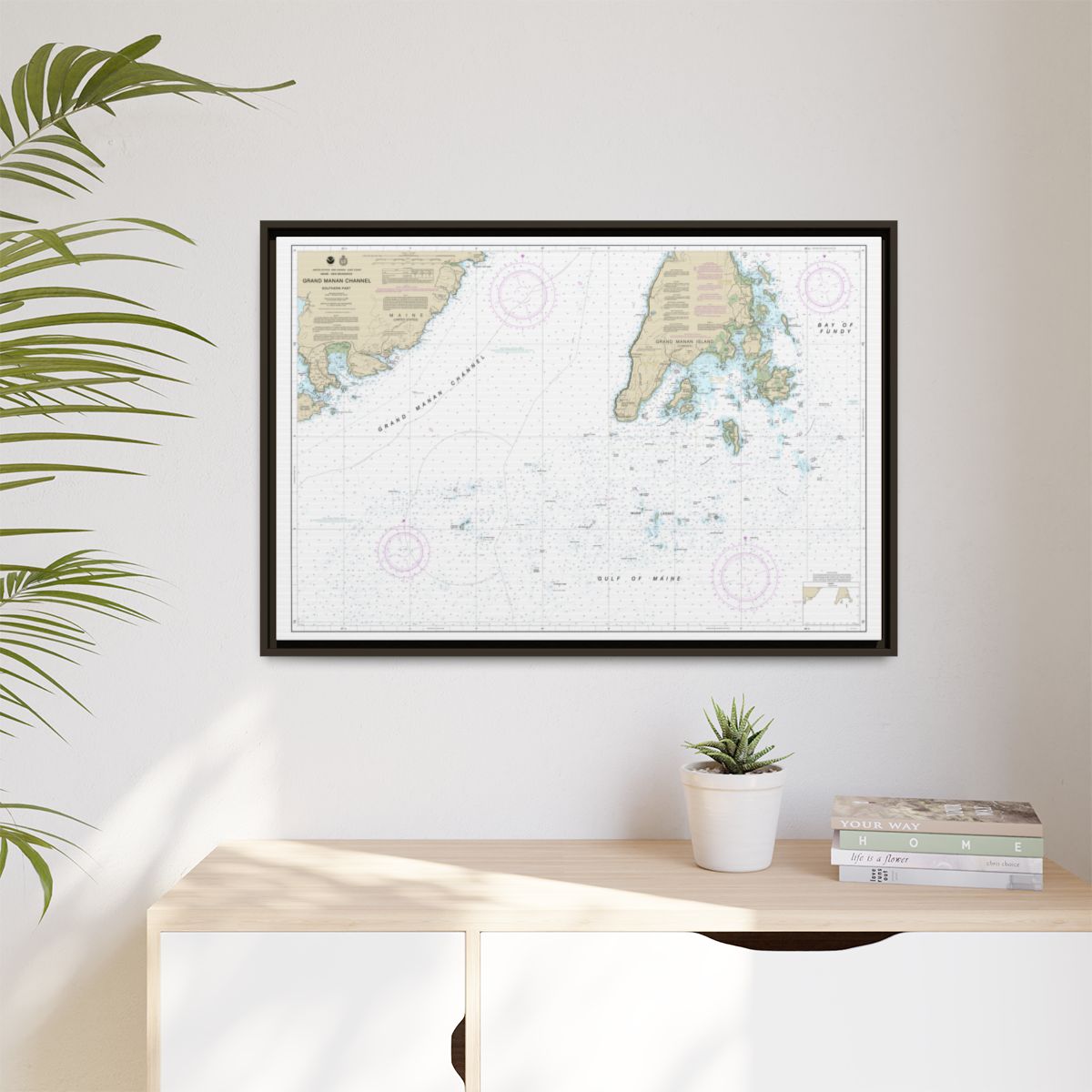 Chart 13392 Grand Manan Channel Southern Part - NOAA Nautical Chart Floating Frame Canvas | 30" x 20" | 36" x 24" | 48" x 32" - Espresso context-1
