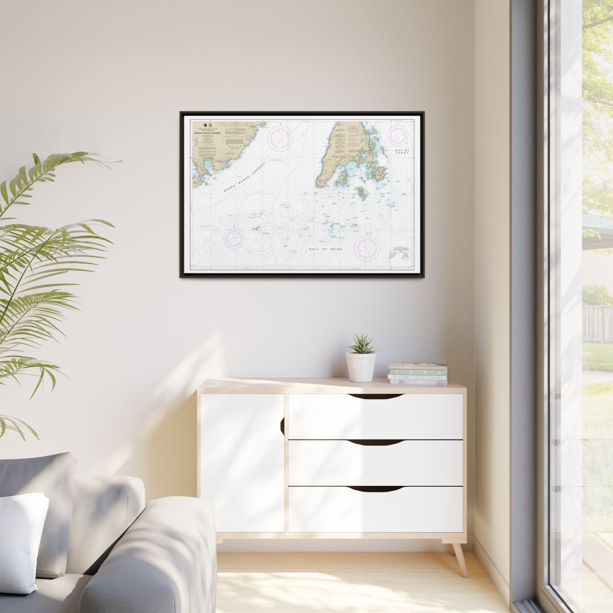 Chart 13392 Grand Manan Channel Southern Part - NOAA Nautical Chart Floating Frame Canvas | 30" x 20" | 36" x 24" | 48" x 32" - Espresso context-1