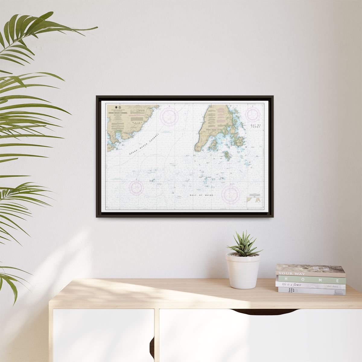 Chart 13392 Grand Manan Channel Southern Part - NOAA Nautical Chart Floating Frame Canvas | 30" x 20" | 36" x 24" | 48" x 32" - Espresso context-1