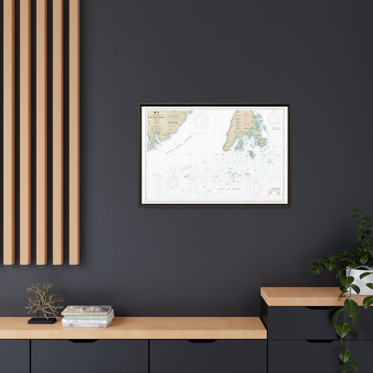 Chart 13392 Grand Manan Channel Southern Part - NOAA Nautical Chart Floating Frame Canvas | 30" x 20" | 36" x 24" | 48" x 32" - Espresso context-2