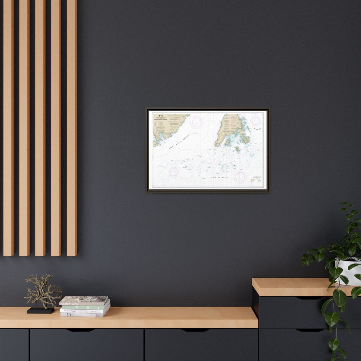 Chart 13392 Grand Manan Channel Southern Part - NOAA Nautical Chart Floating Frame Canvas | 30" x 20" | 36" x 24" | 48" x 32" - Espresso context-2