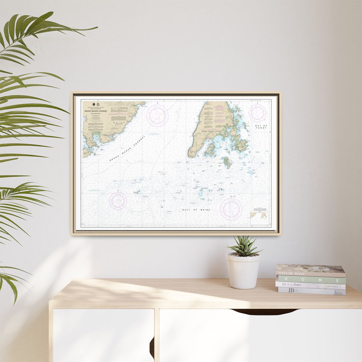 Chart 13392 Grand Manan Channel Southern Part - NOAA Nautical Chart Floating Frame Canvas | 30" x 20" | 36" x 24" | 48" x 32" - Natural context-1