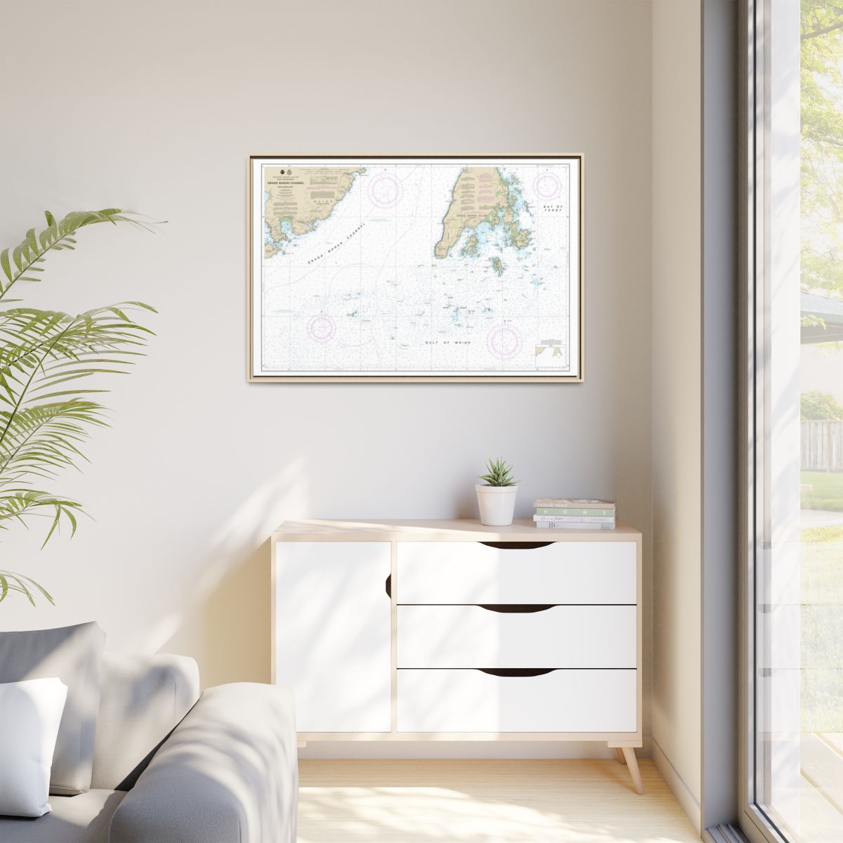 Chart 13392 Grand Manan Channel Southern Part - NOAA Nautical Chart Floating Frame Canvas | 30" x 20" | 36" x 24" | 48" x 32" - Natural context-1