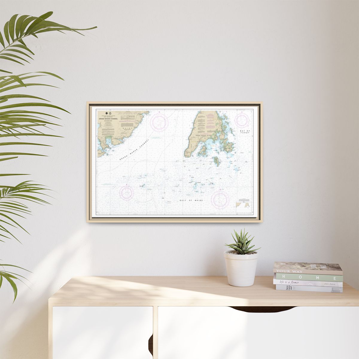 Chart 13392 Grand Manan Channel Southern Part - NOAA Nautical Chart Floating Frame Canvas | 30" x 20" | 36" x 24" | 48" x 32" - Natural context-1