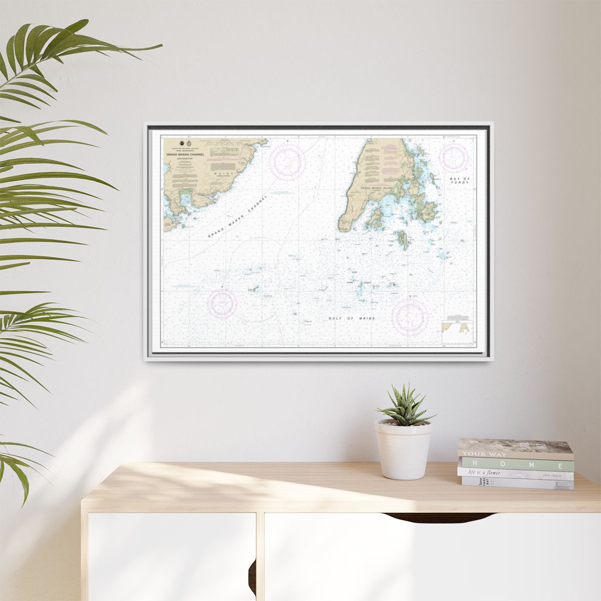 Chart 13392 Grand Manan Channel Southern Part - NOAA Nautical Chart Floating Frame Canvas | 30" x 20" | 36" x 24" | 48" x 32" - White context-1