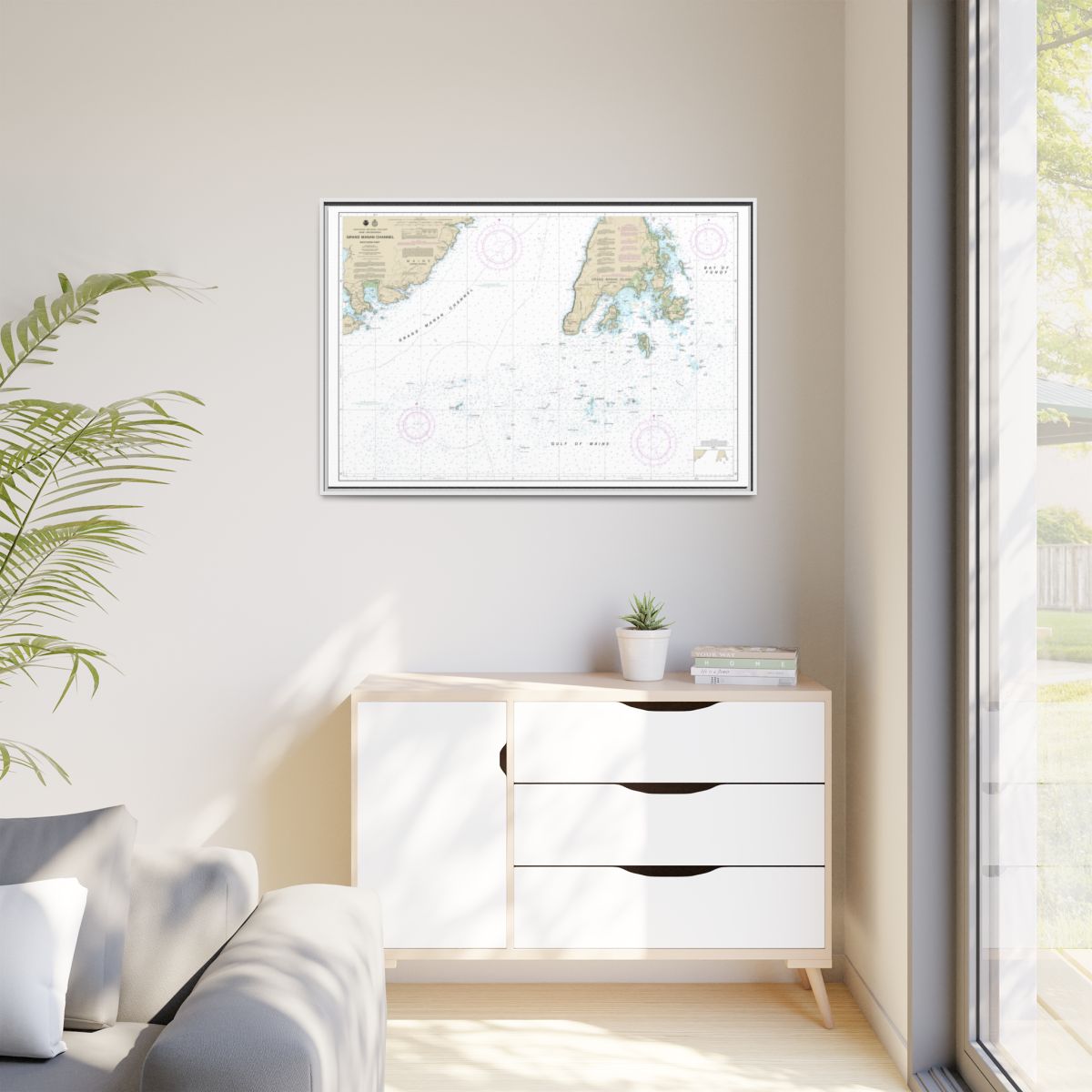 Chart 13392 Grand Manan Channel Southern Part - NOAA Nautical Chart Floating Frame Canvas | 30" x 20" | 36" x 24" | 48" x 32" - White context-1