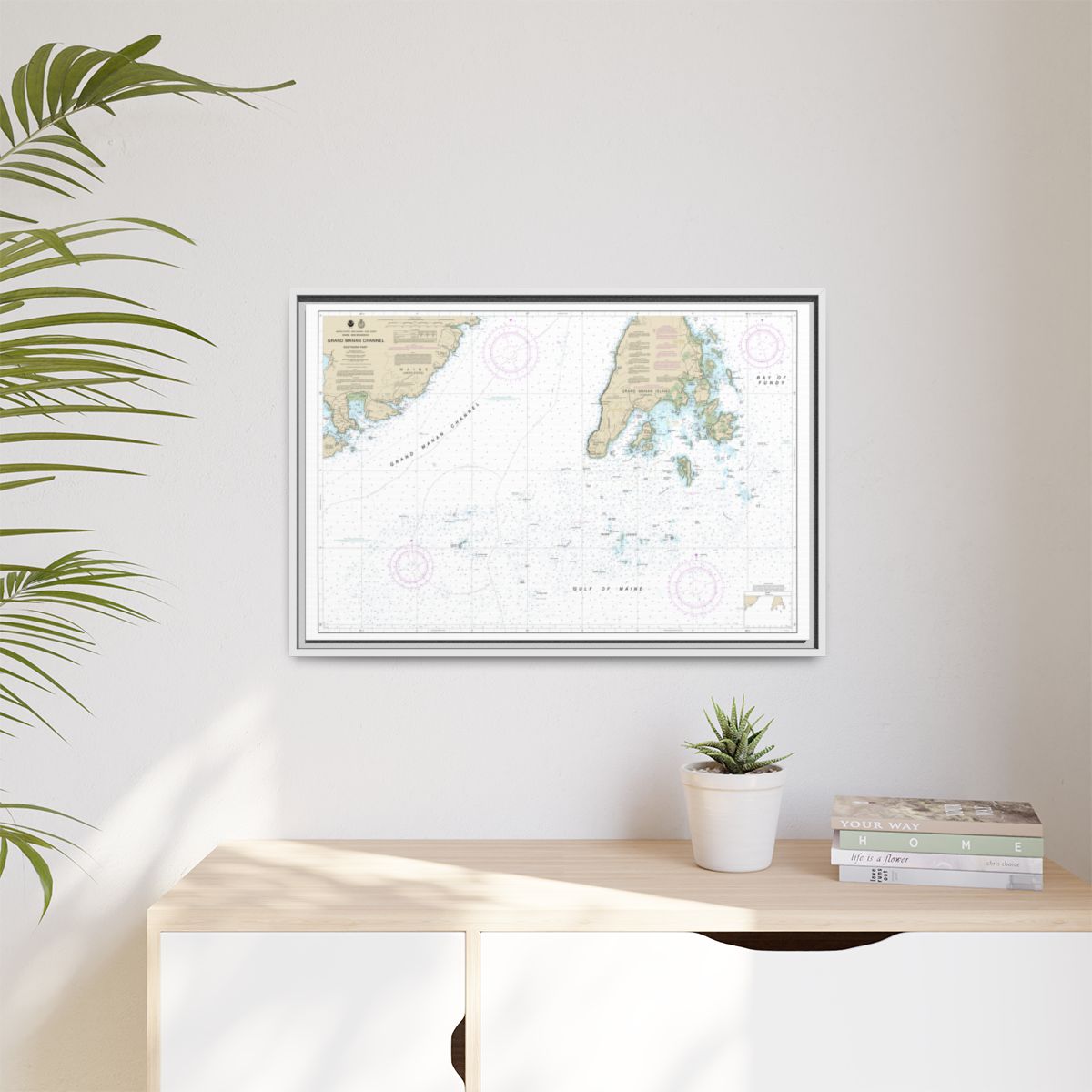 Chart 13392 Grand Manan Channel Southern Part - NOAA Nautical Chart Floating Frame Canvas | 30" x 20" | 36" x 24" | 48" x 32" - White context-1