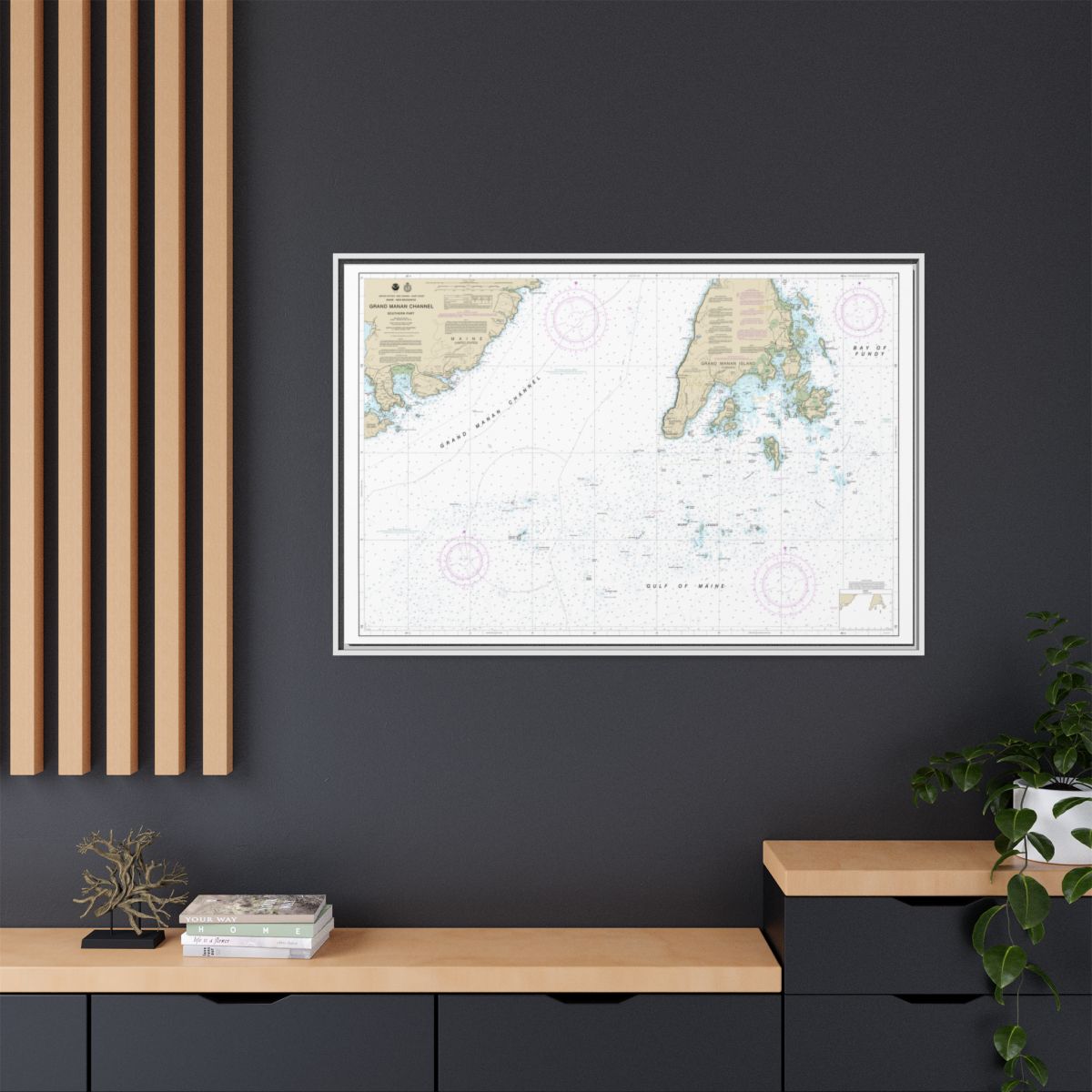 Chart 13392 Grand Manan Channel Southern Part - NOAA Nautical Chart Floating Frame Canvas | 30" x 20" | 36" x 24" | 48" x 32" - White context-2