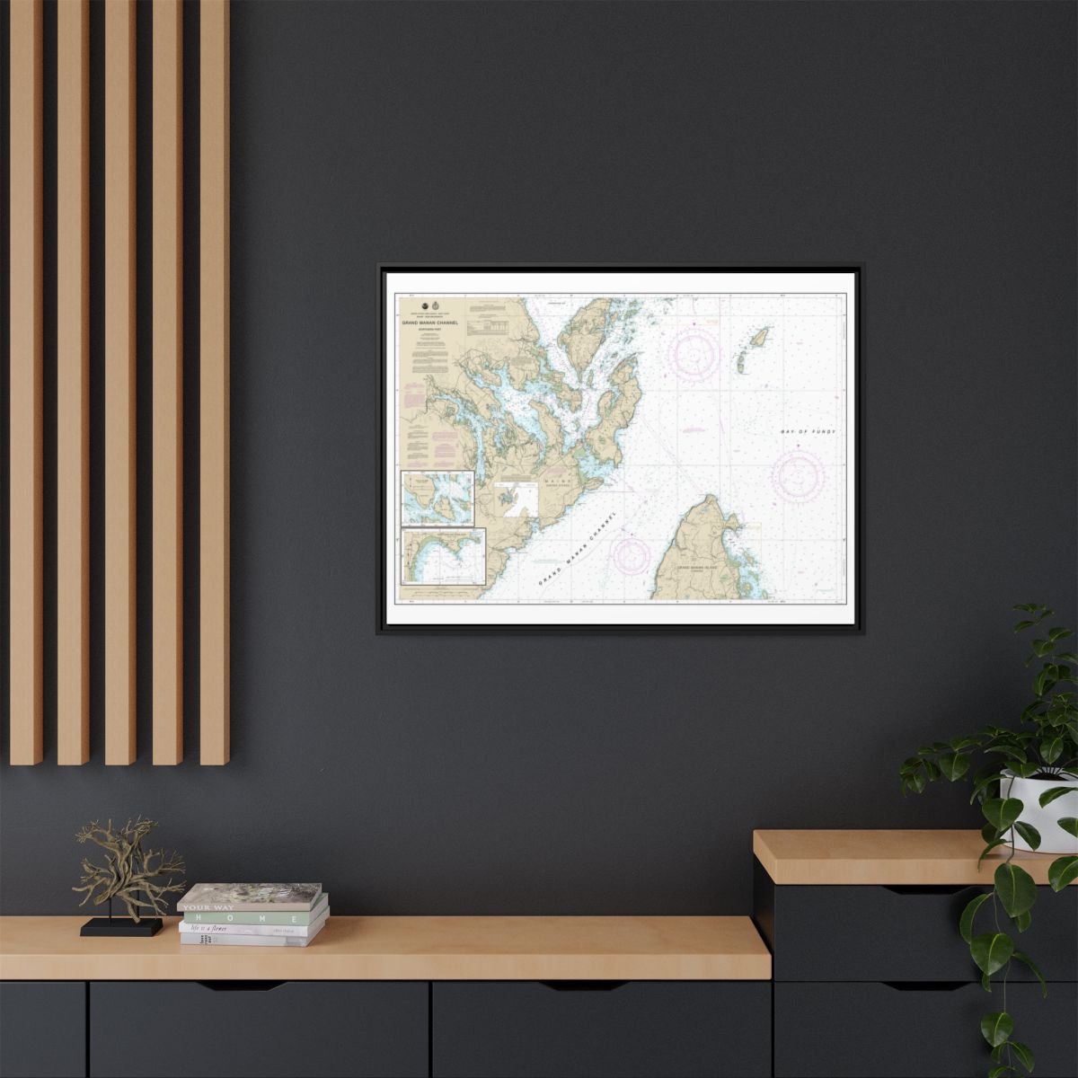 Chart 13394 Grand Manan Channel Northern Part; North Head and Flagg Cove - NOAA Nautical Chart Floating Frame Canvas | 32" x 24" | 40" x 30" - Black context-2