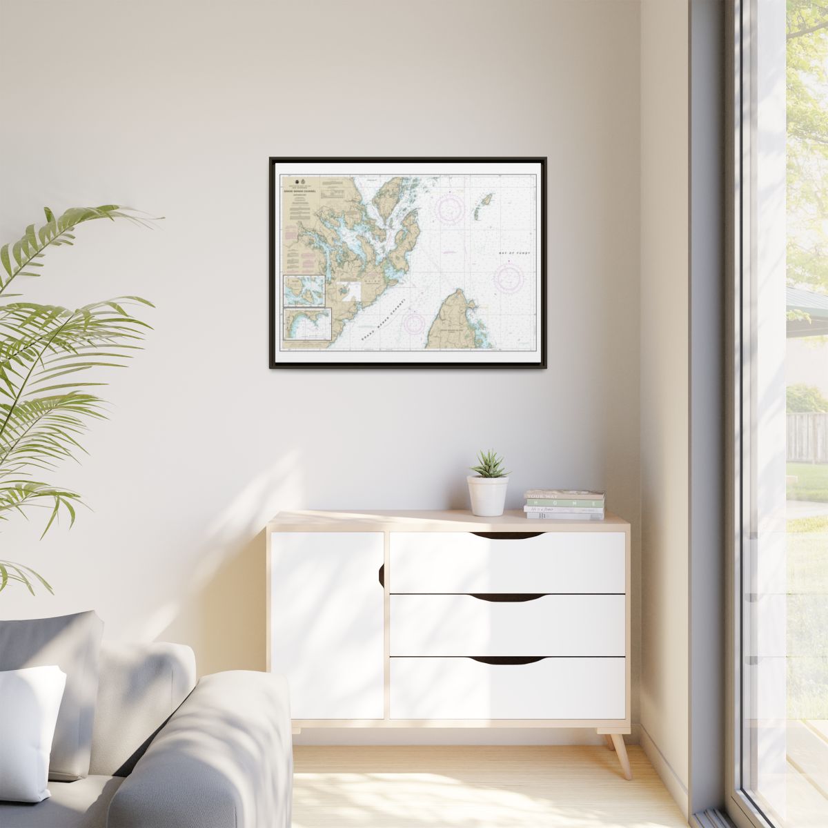 Chart 13394 Grand Manan Channel Northern Part; North Head and Flagg Cove - NOAA Nautical Chart Floating Frame Canvas | 32" x 24" | 40" x 30" - Espresso context-1