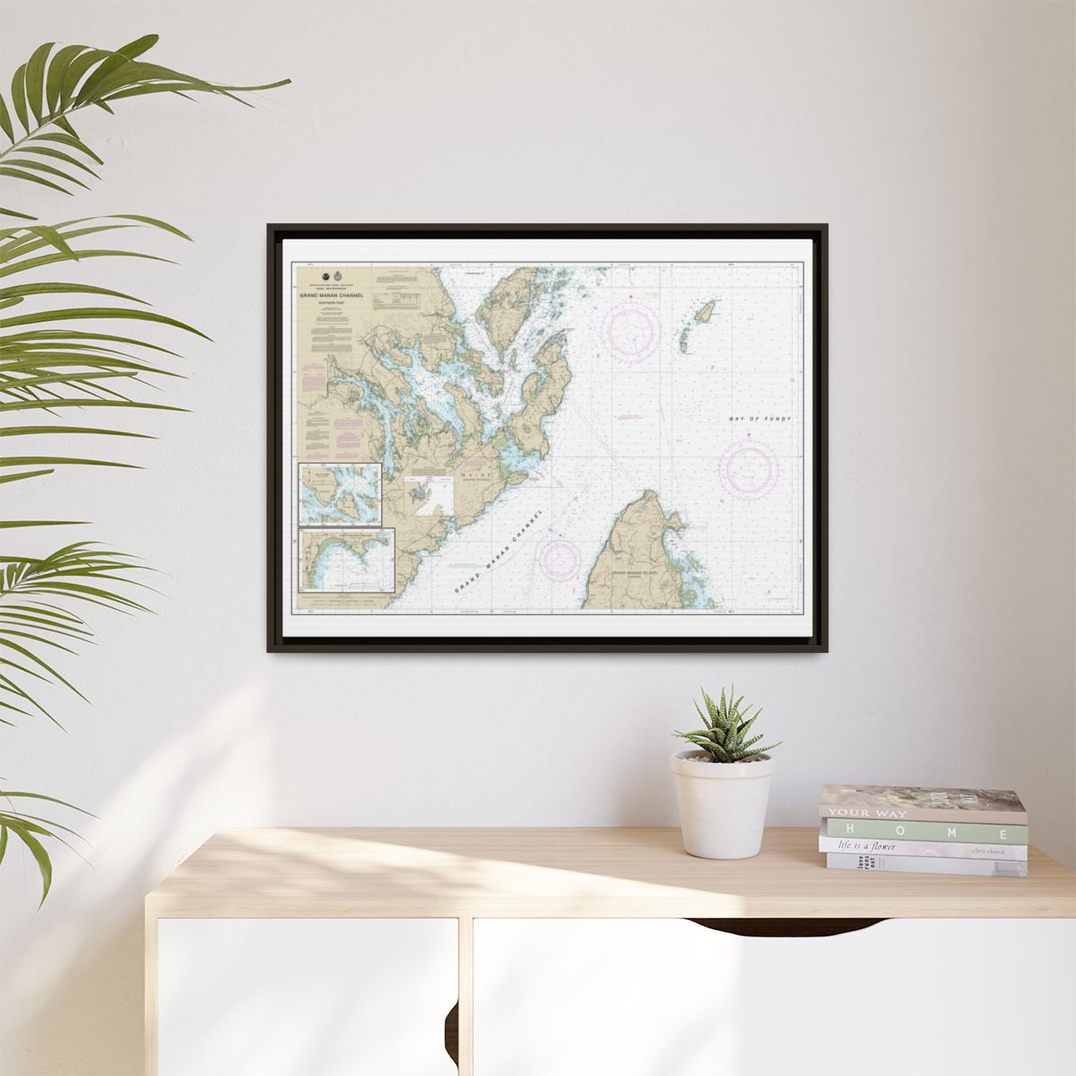 Chart 13394 Grand Manan Channel Northern Part; North Head and Flagg Cove - NOAA Nautical Chart Floating Frame Canvas | 32" x 24" | 40" x 30" - Espresso context-1
