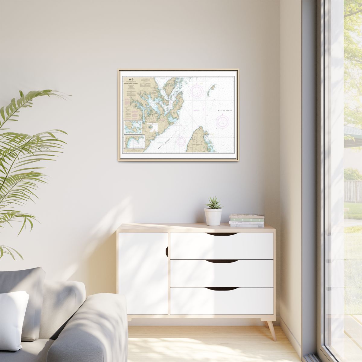 Chart 13394 Grand Manan Channel Northern Part; North Head and Flagg Cove - NOAA Nautical Chart Floating Frame Canvas | 32" x 24" | 40" x 30" - Natural context-1
