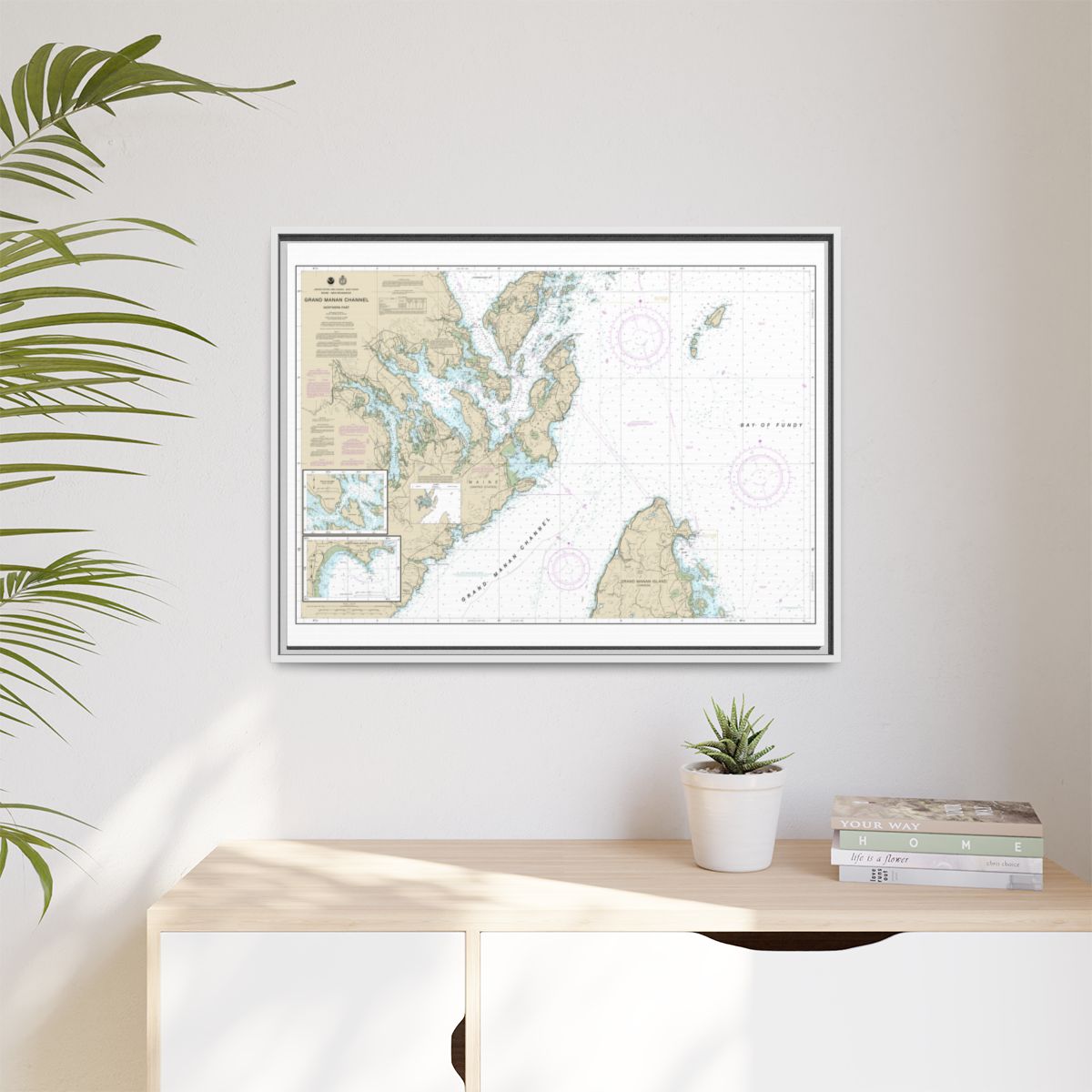 Chart 13394 Grand Manan Channel Northern Part; North Head and Flagg Cove - NOAA Nautical Chart Floating Frame Canvas | 32" x 24" | 40" x 30" - White context-1
