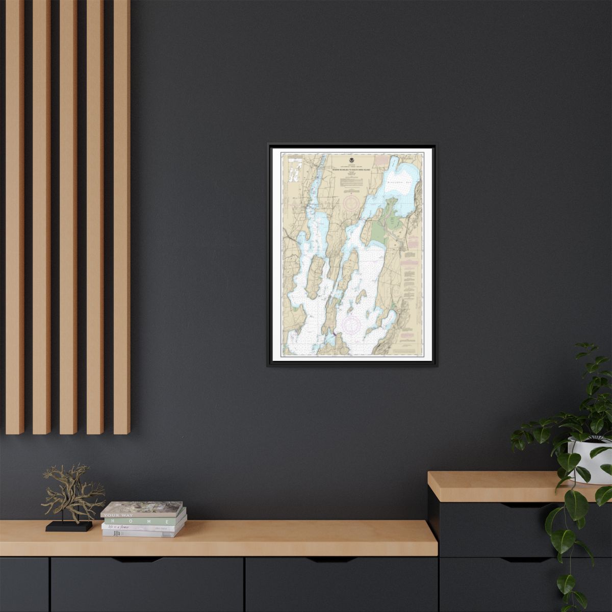 Chart 14781 Riviere Richelieu to South Hero Island - NOAA Nautical Chart Floating Frame Canvas | 24" x 32" | 30" x 40" - Black context-2
