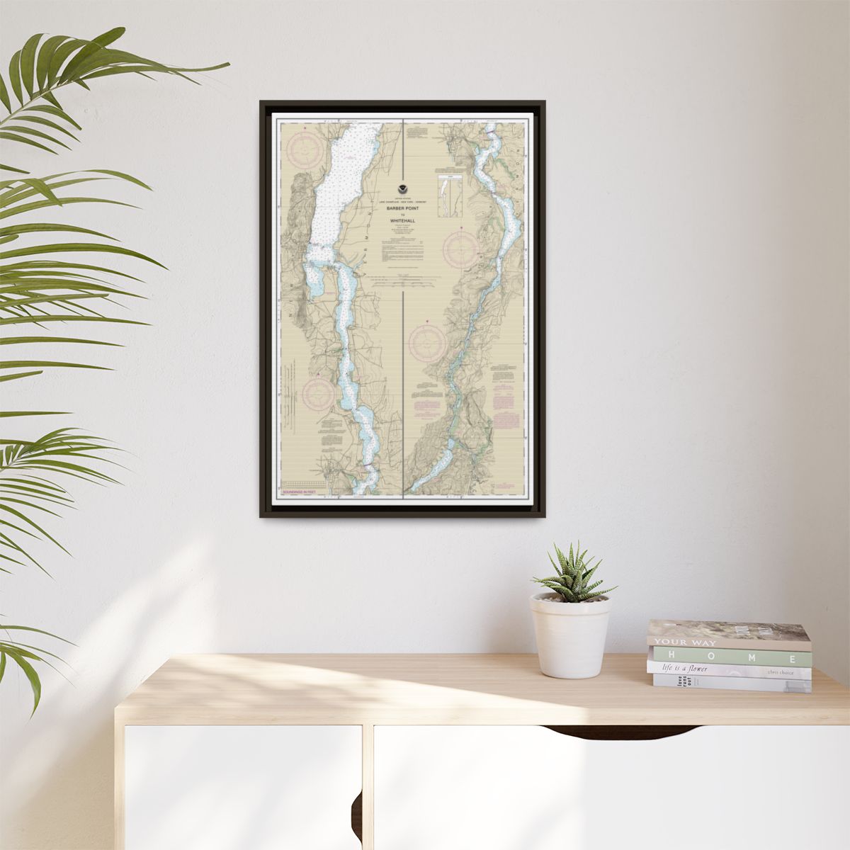 Chart 14784 Barber Point to Whitehall - NOAA Nautical Chart Floating Frame Canvas | 20" x 30" | 24" x 36" | 32" x 48" - Espresso context-1