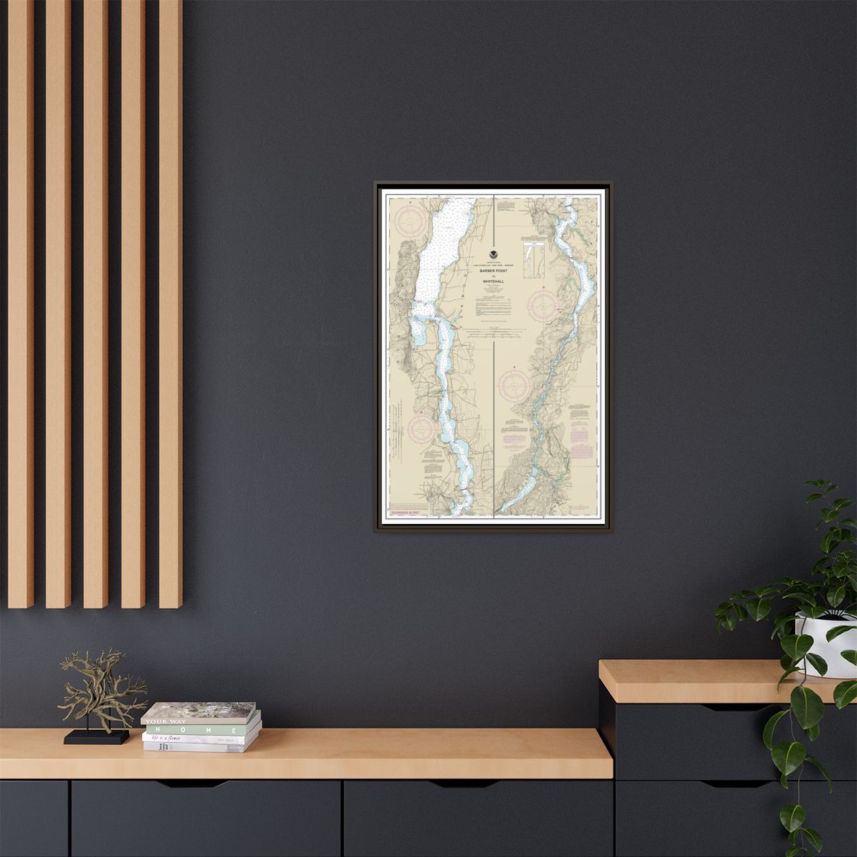 Chart 14784 Barber Point to Whitehall - NOAA Nautical Chart Floating Frame Canvas | 20" x 30" | 24" x 36" | 32" x 48" - Espresso context-2