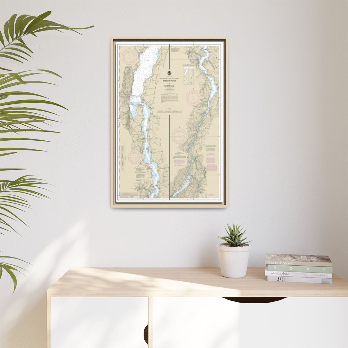 Chart 14784 Barber Point to Whitehall - NOAA Nautical Chart Floating Frame Canvas | 20" x 30" | 24" x 36" | 32" x 48" - Natural context-1