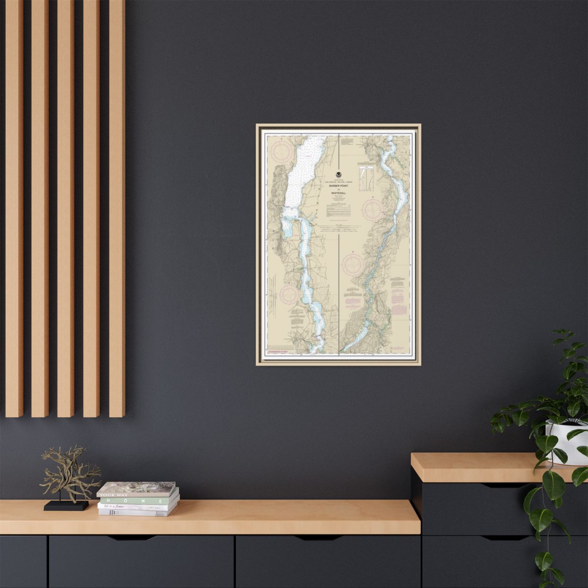 Chart 14784 Barber Point to Whitehall - NOAA Nautical Chart Floating Frame Canvas | 20" x 30" | 24" x 36" | 32" x 48" - Natural context-2