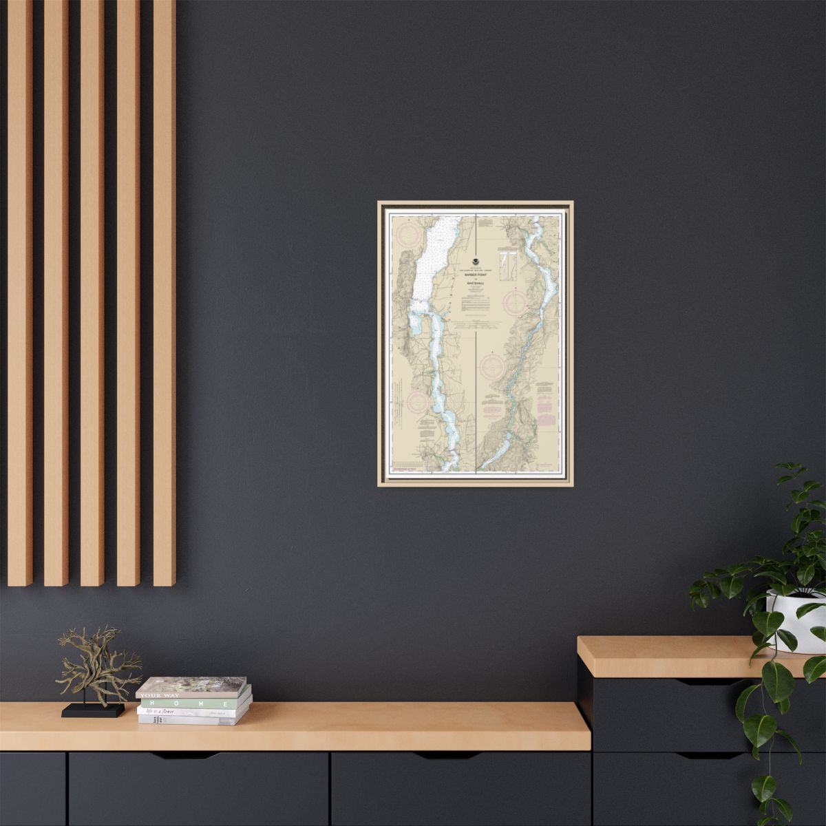 Chart 14784 Barber Point to Whitehall - NOAA Nautical Chart Floating Frame Canvas | 20" x 30" | 24" x 36" | 32" x 48" - Natural context-2
