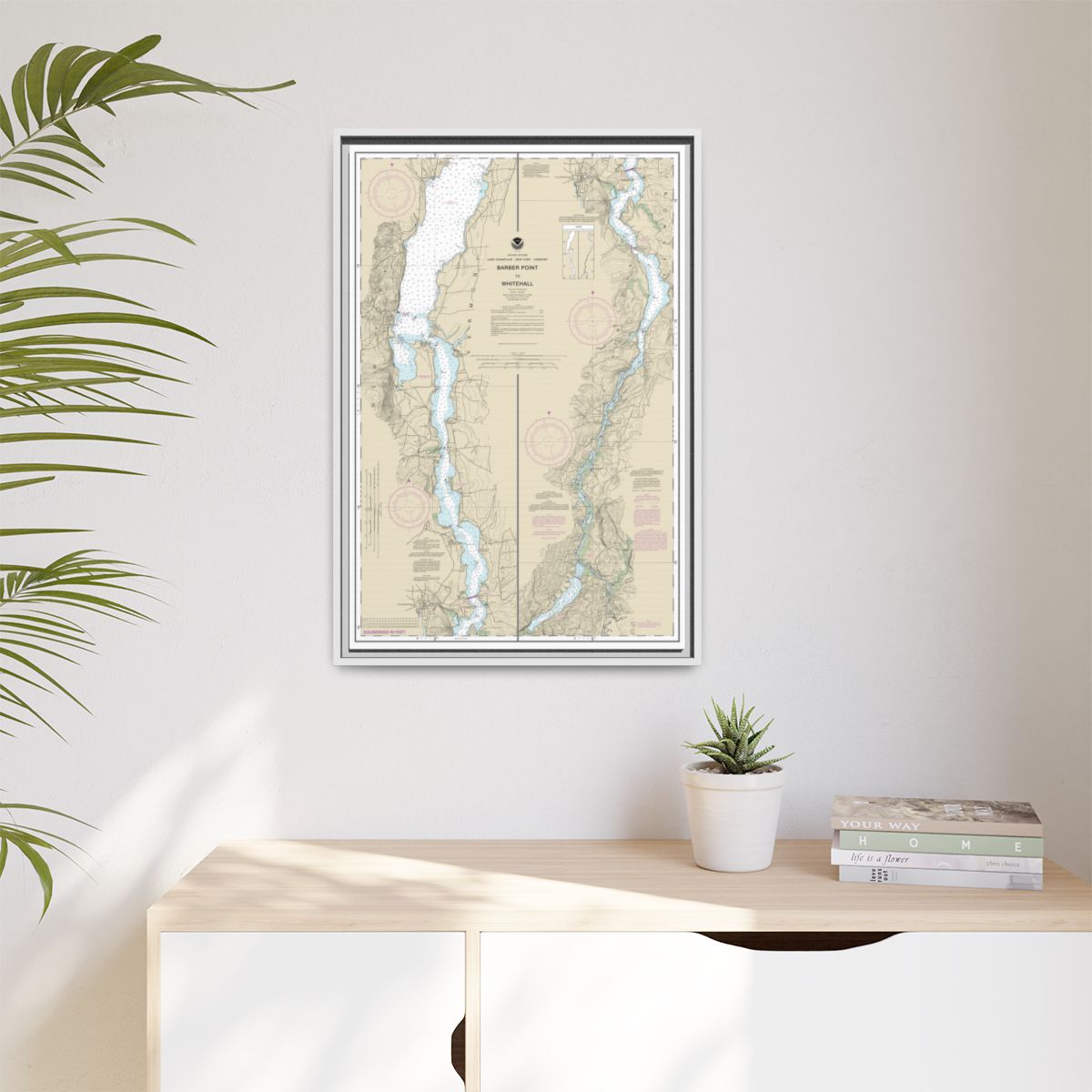 Chart 14784 Barber Point to Whitehall - NOAA Nautical Chart Floating Frame Canvas | 20" x 30" | 24" x 36" | 32" x 48" - White context-1