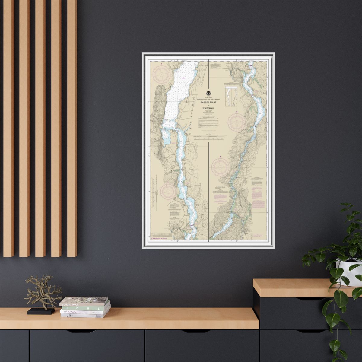 Chart 14784 Barber Point to Whitehall - NOAA Nautical Chart Floating Frame Canvas | 20" x 30" | 24" x 36" | 32" x 48" - White context-2