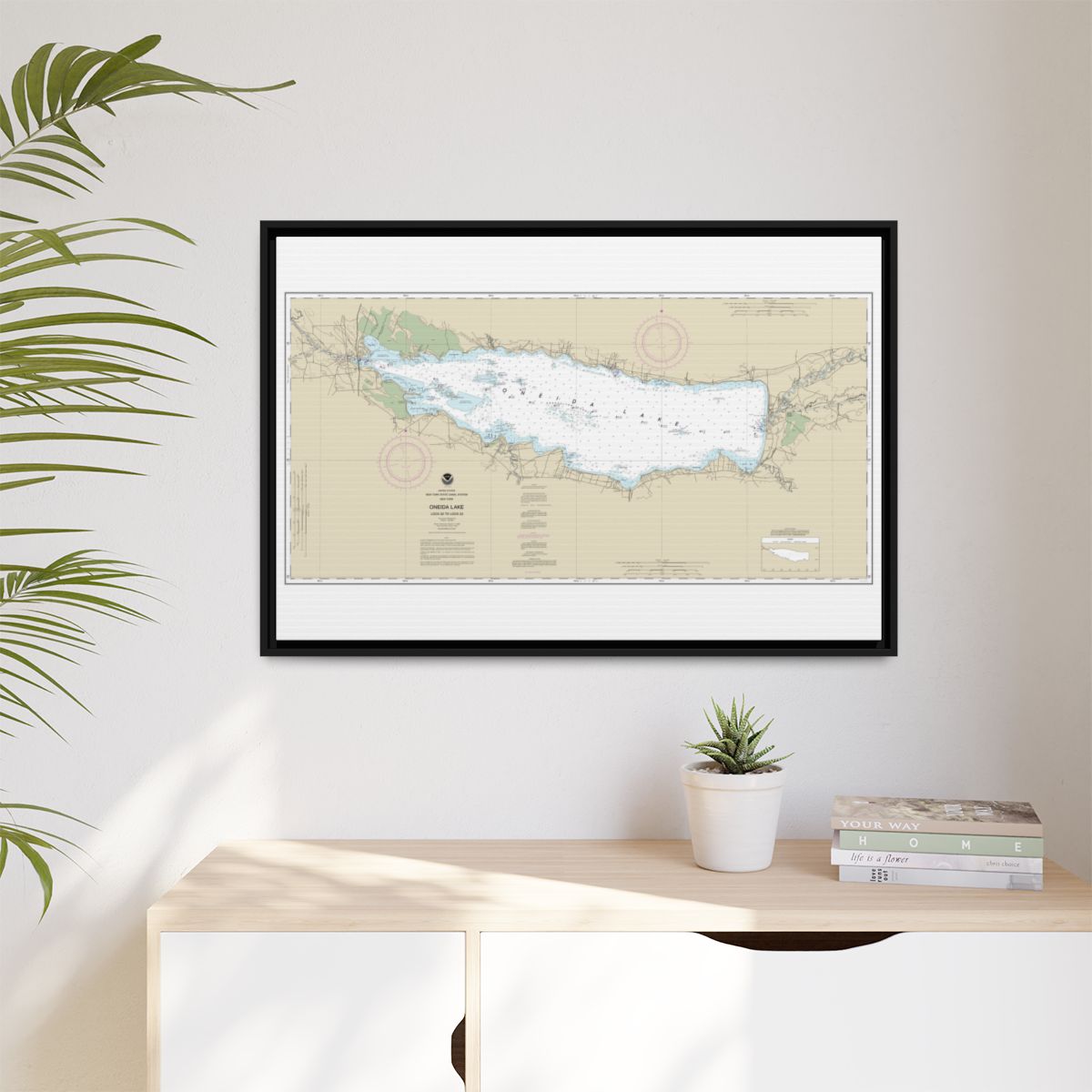 Chart 14788 Oneida Lake - Lock 22 to Lock 23 - NOAA Nautical Chart Floating Frame Canvas | 30" x 20" | 36" x 24" | 48" x 32" - Black context-1