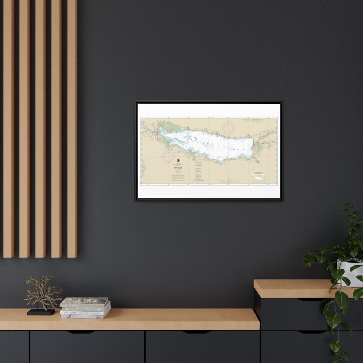 Chart 14788 Oneida Lake - Lock 22 to Lock 23 - NOAA Nautical Chart Floating Frame Canvas | 30" x 20" | 36" x 24" | 48" x 32" - Black context-2