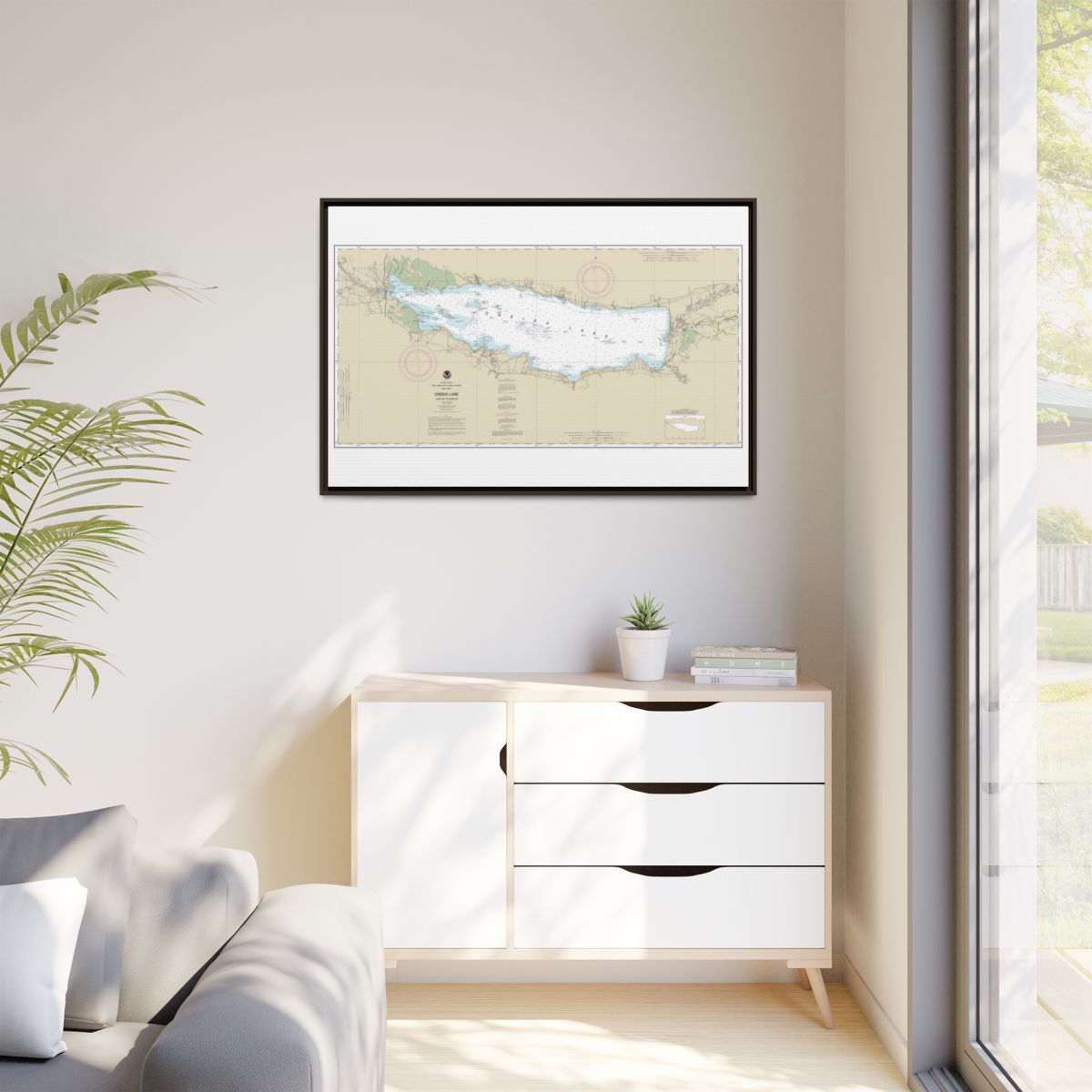 Chart 14788 Oneida Lake - Lock 22 to Lock 23 - NOAA Nautical Chart Floating Frame Canvas | 30" x 20" | 36" x 24" | 48" x 32" - Espresso context-1