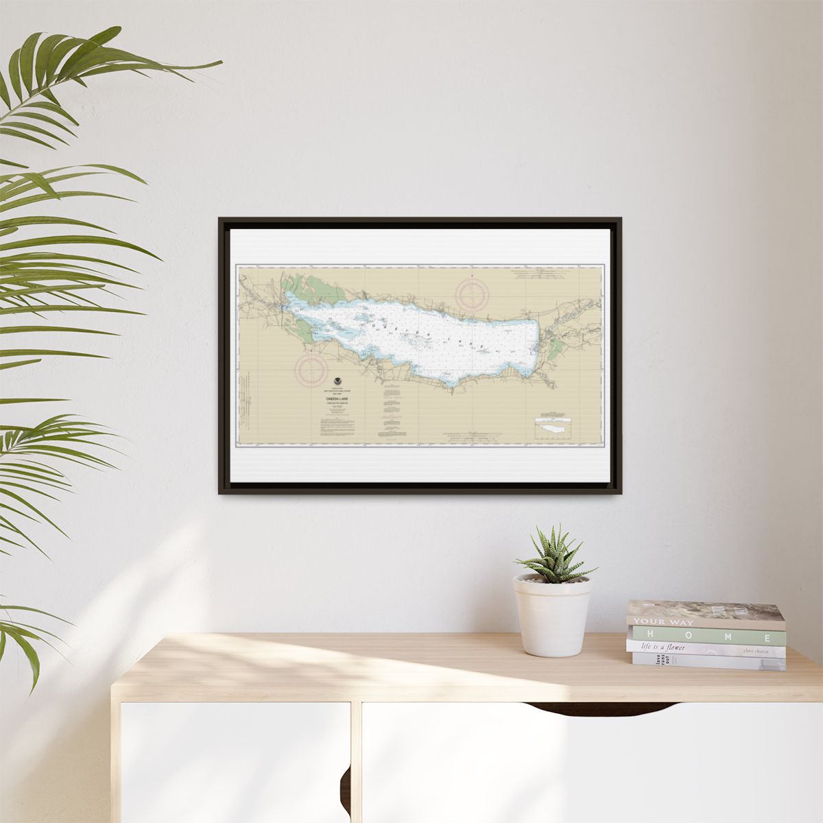 Chart 14788 Oneida Lake - Lock 22 to Lock 23 - NOAA Nautical Chart Floating Frame Canvas | 30" x 20" | 36" x 24" | 48" x 32" - Espresso context-1