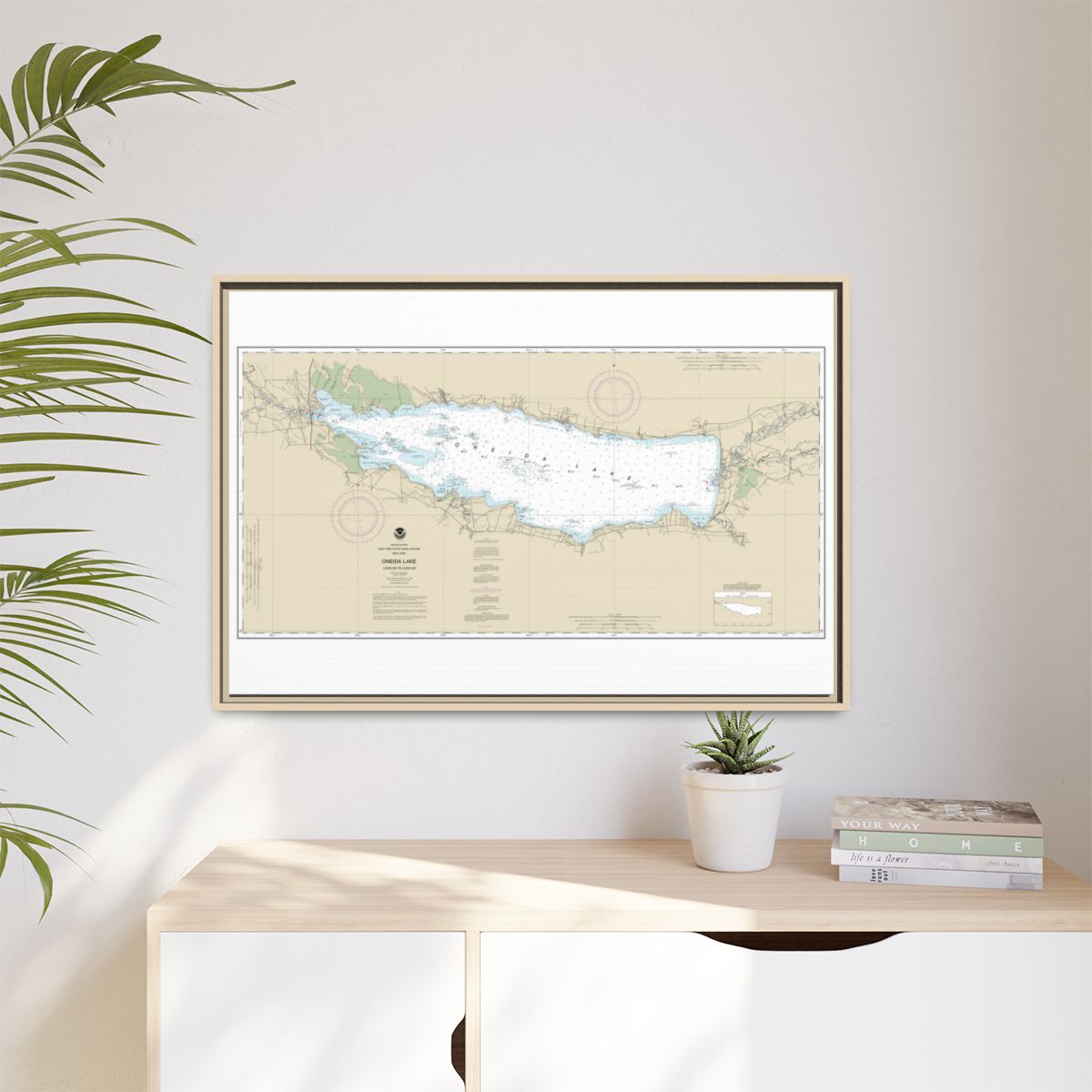 Chart 14788 Oneida Lake - Lock 22 to Lock 23 - NOAA Nautical Chart Floating Frame Canvas | 30" x 20" | 36" x 24" | 48" x 32" - Natural context-1