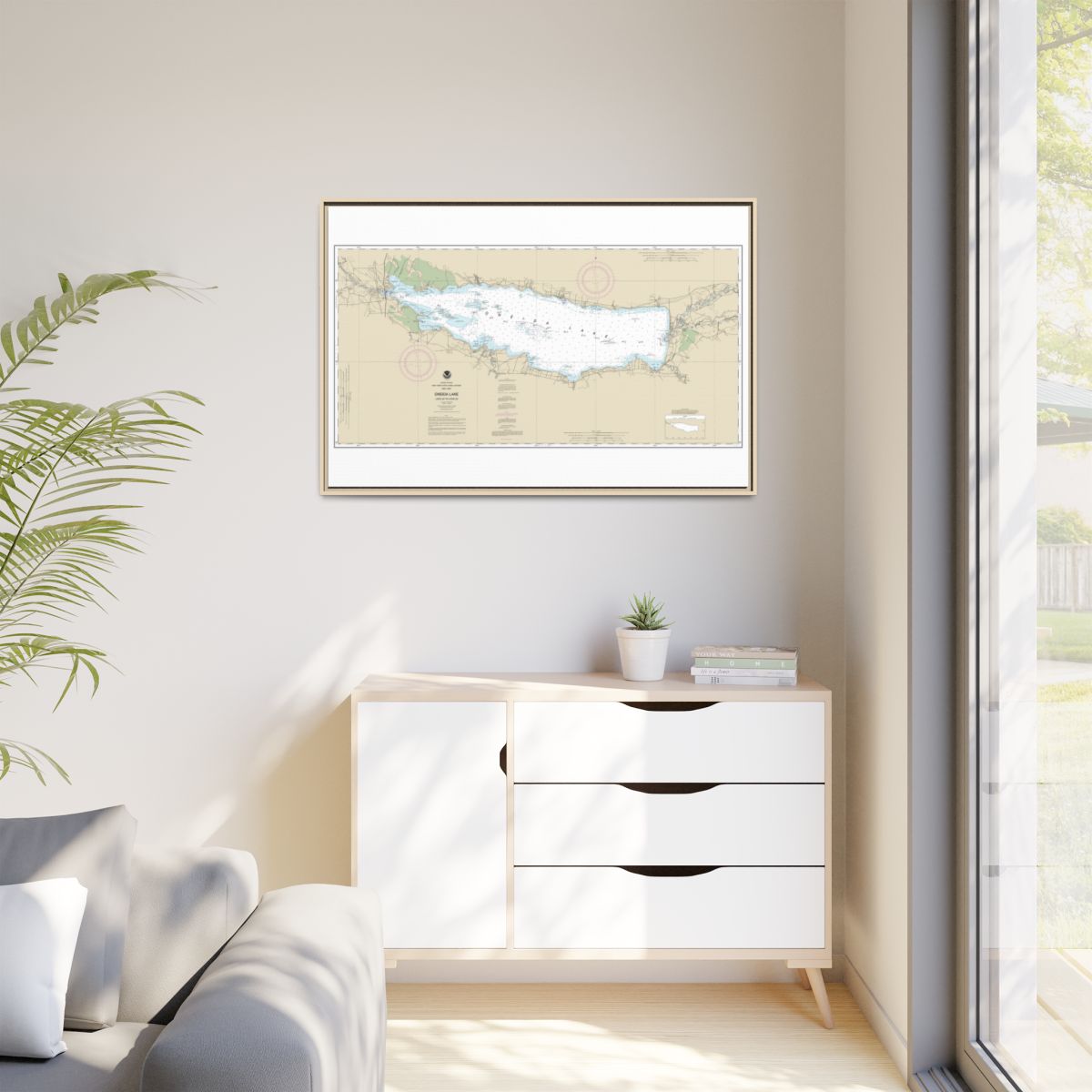 Chart 14788 Oneida Lake - Lock 22 to Lock 23 - NOAA Nautical Chart Floating Frame Canvas | 30" x 20" | 36" x 24" | 48" x 32" - Natural context-1