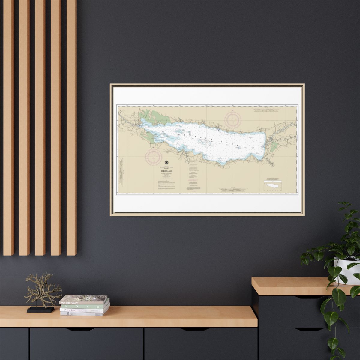 Chart 14788 Oneida Lake - Lock 22 to Lock 23 - NOAA Nautical Chart Floating Frame Canvas | 30" x 20" | 36" x 24" | 48" x 32" - Natural context-2
