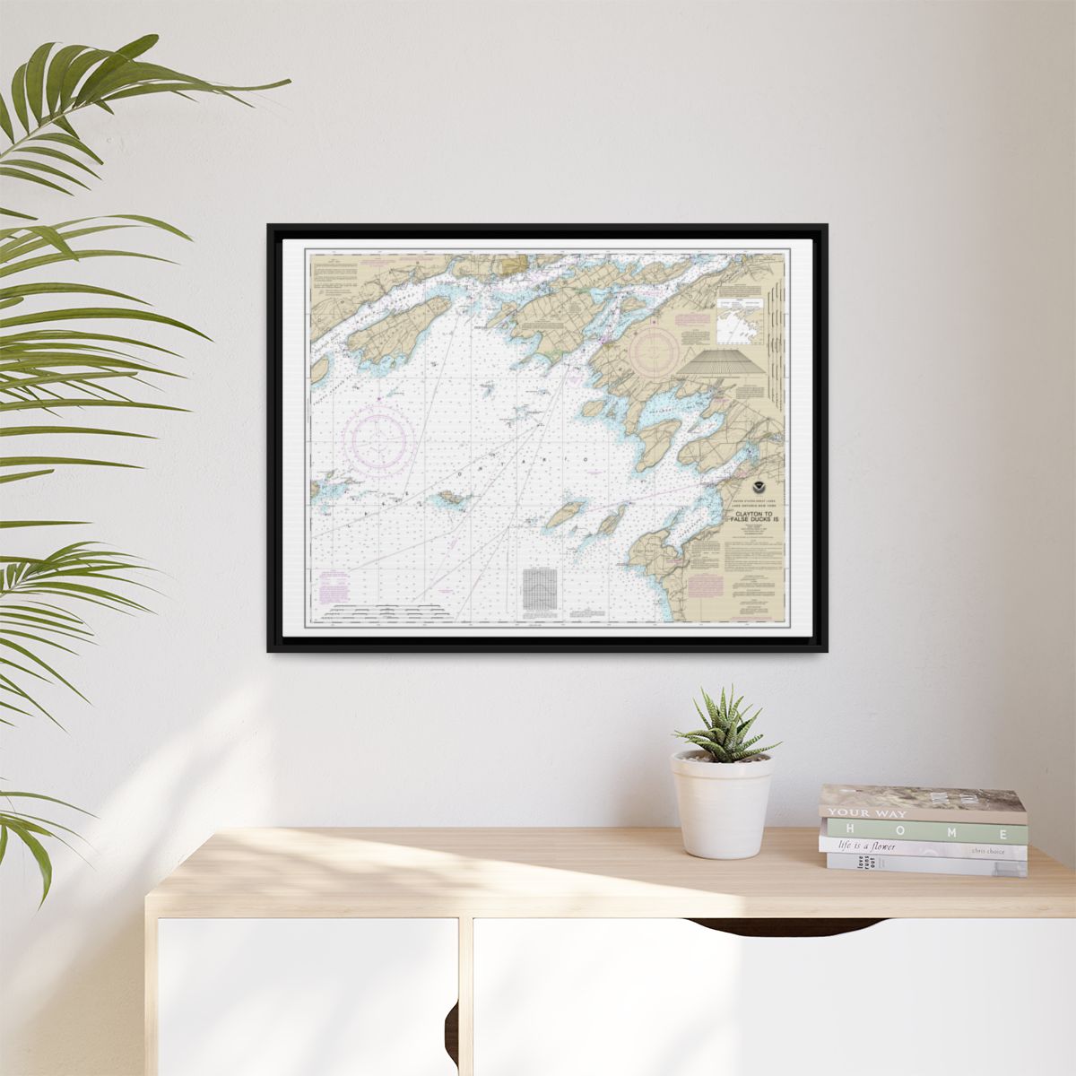 Chart 14802 Clayton to False Ducks ls. - NOAA Nautical Chart Floating Frame Canvas | 32" x 24" | 40" x 30" - Black context-1