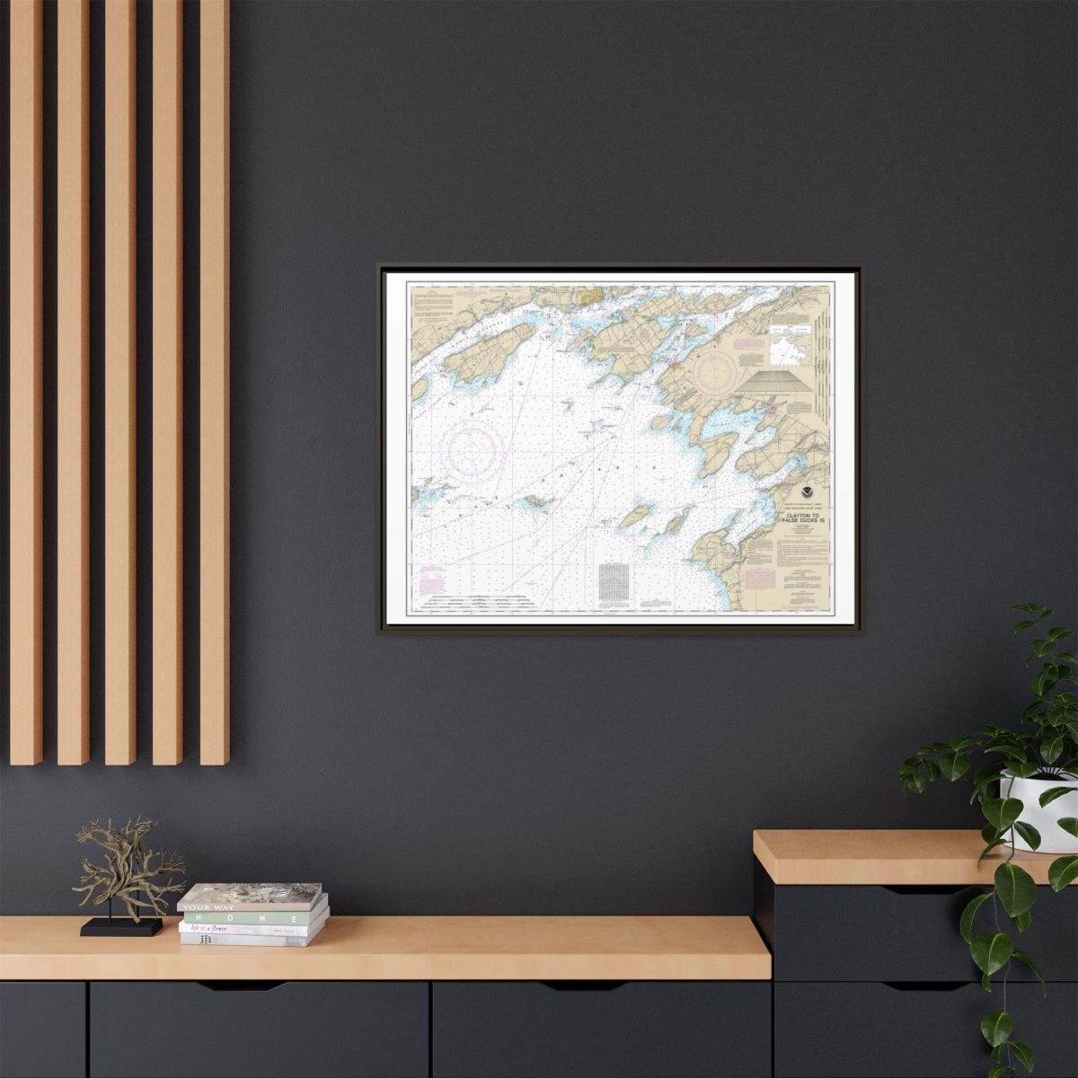 Chart 14802 Clayton to False Ducks ls. - NOAA Nautical Chart Floating Frame Canvas | 32" x 24" | 40" x 30" - Espresso context-2