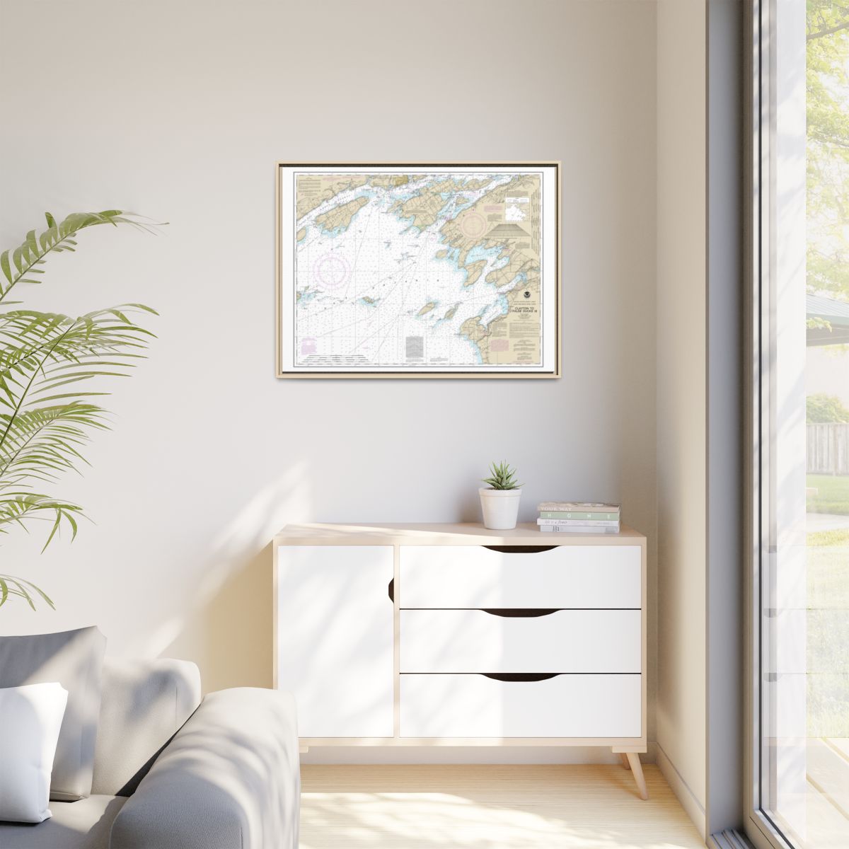 Chart 14802 Clayton to False Ducks ls. - NOAA Nautical Chart Floating Frame Canvas | 32" x 24" | 40" x 30" - Natural context-1