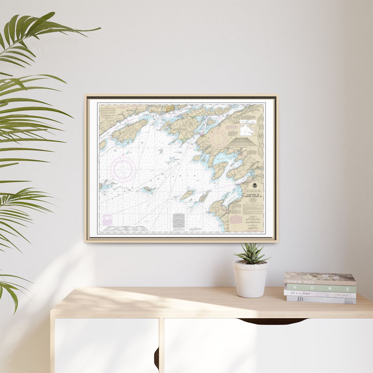 Chart 14802 Clayton to False Ducks ls. - NOAA Nautical Chart Floating Frame Canvas | 32" x 24" | 40" x 30" - Natural context-1