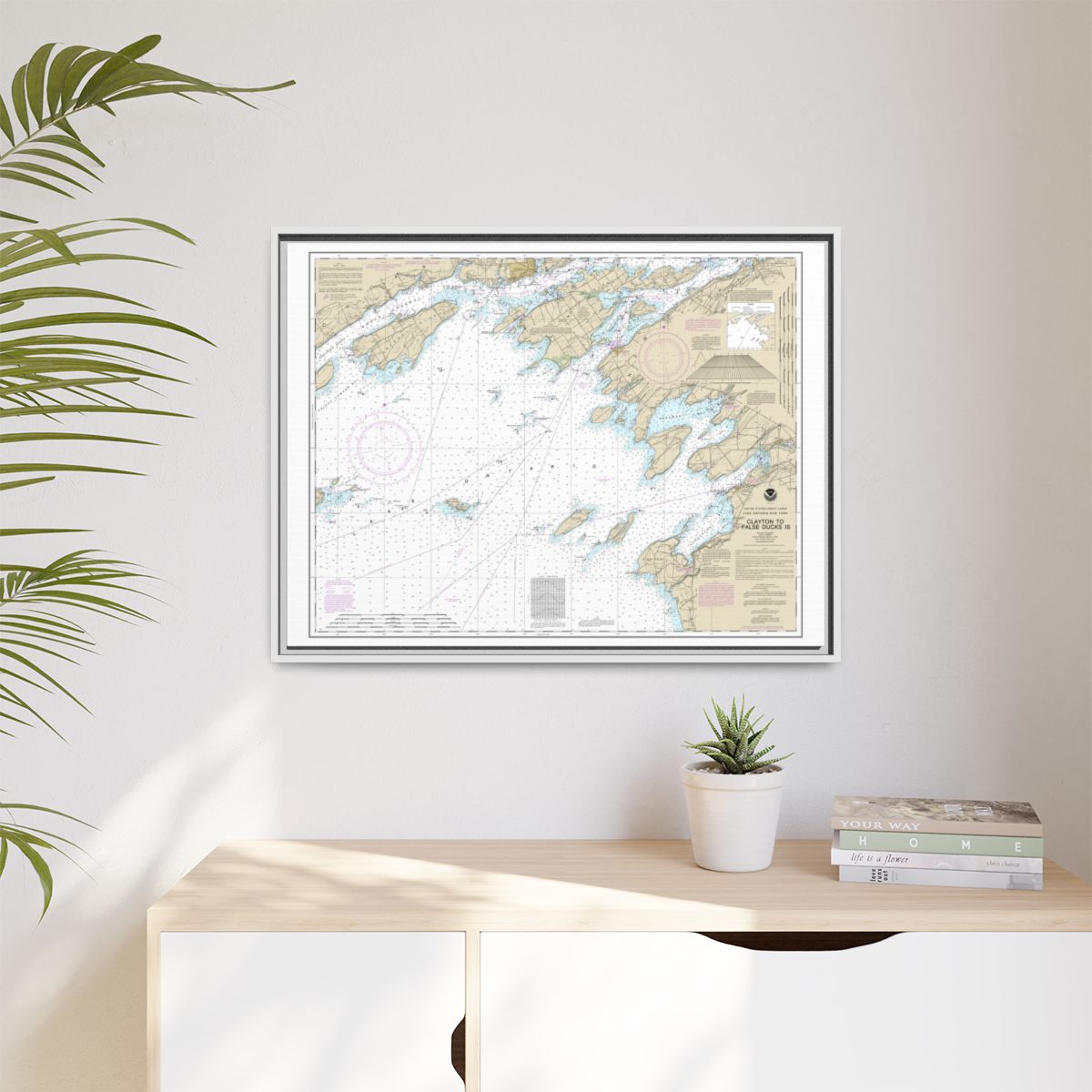 Chart 14802 Clayton to False Ducks ls. - NOAA Nautical Chart Floating Frame Canvas | 32" x 24" | 40" x 30" - White context-1