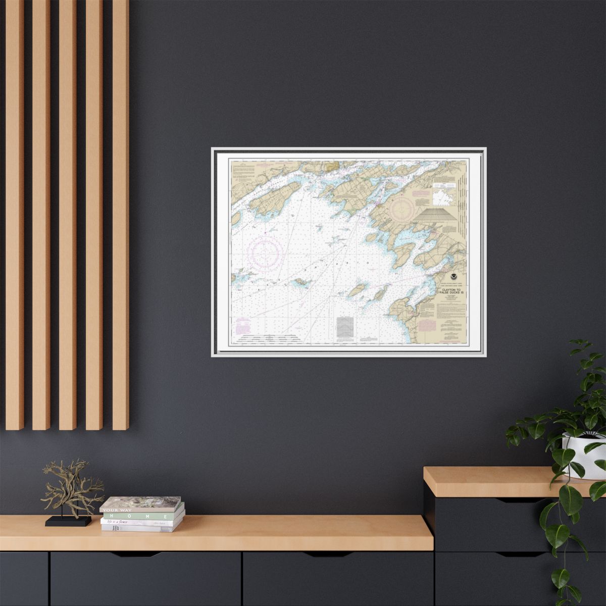 Chart 14802 Clayton to False Ducks ls. - NOAA Nautical Chart Floating Frame Canvas | 32" x 24" | 40" x 30" - White context-2